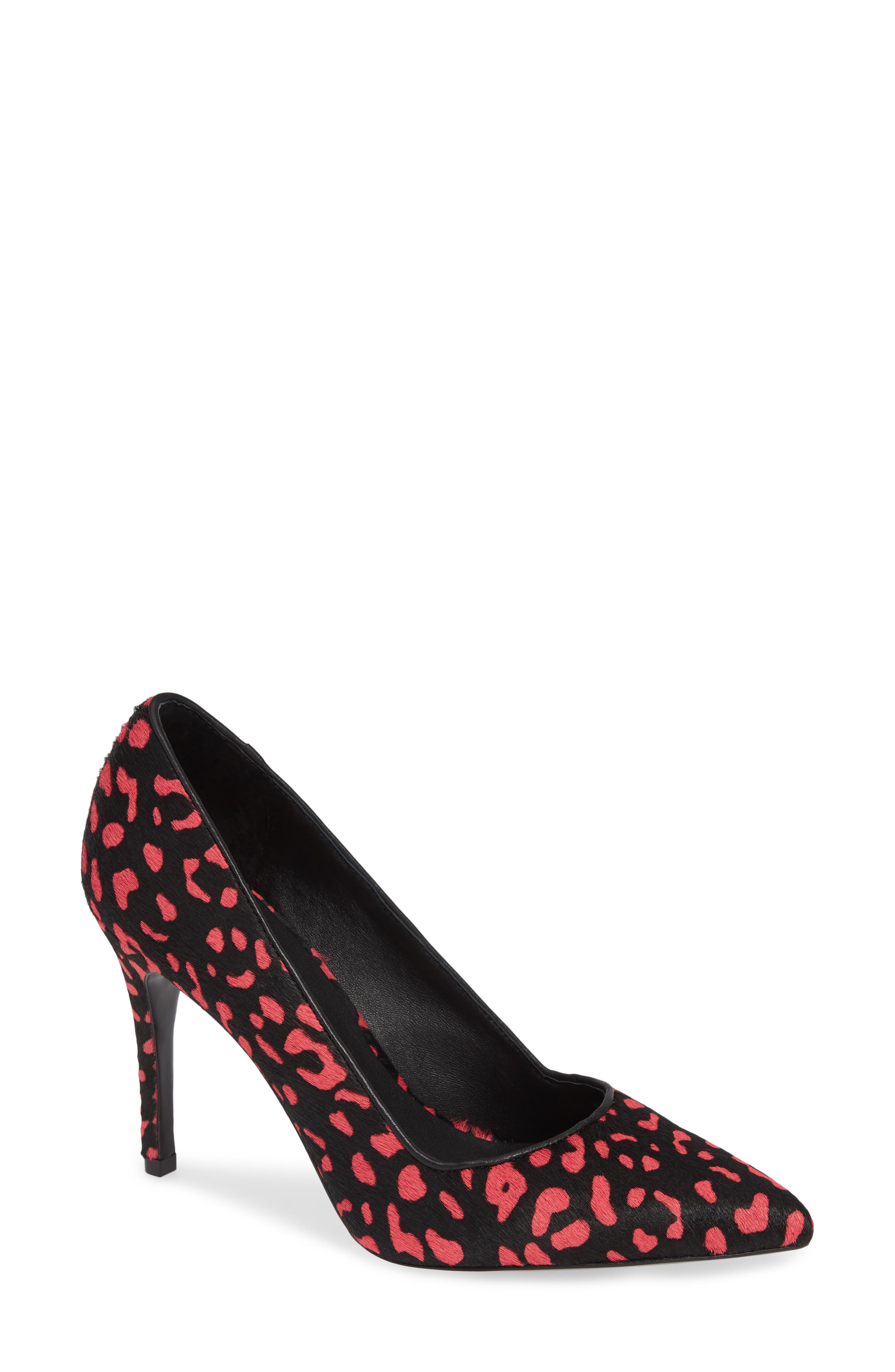 Alice + Olivia Dina 95 Genuine Calf Hair Whipstitch Pointy Toe Pump, Pink