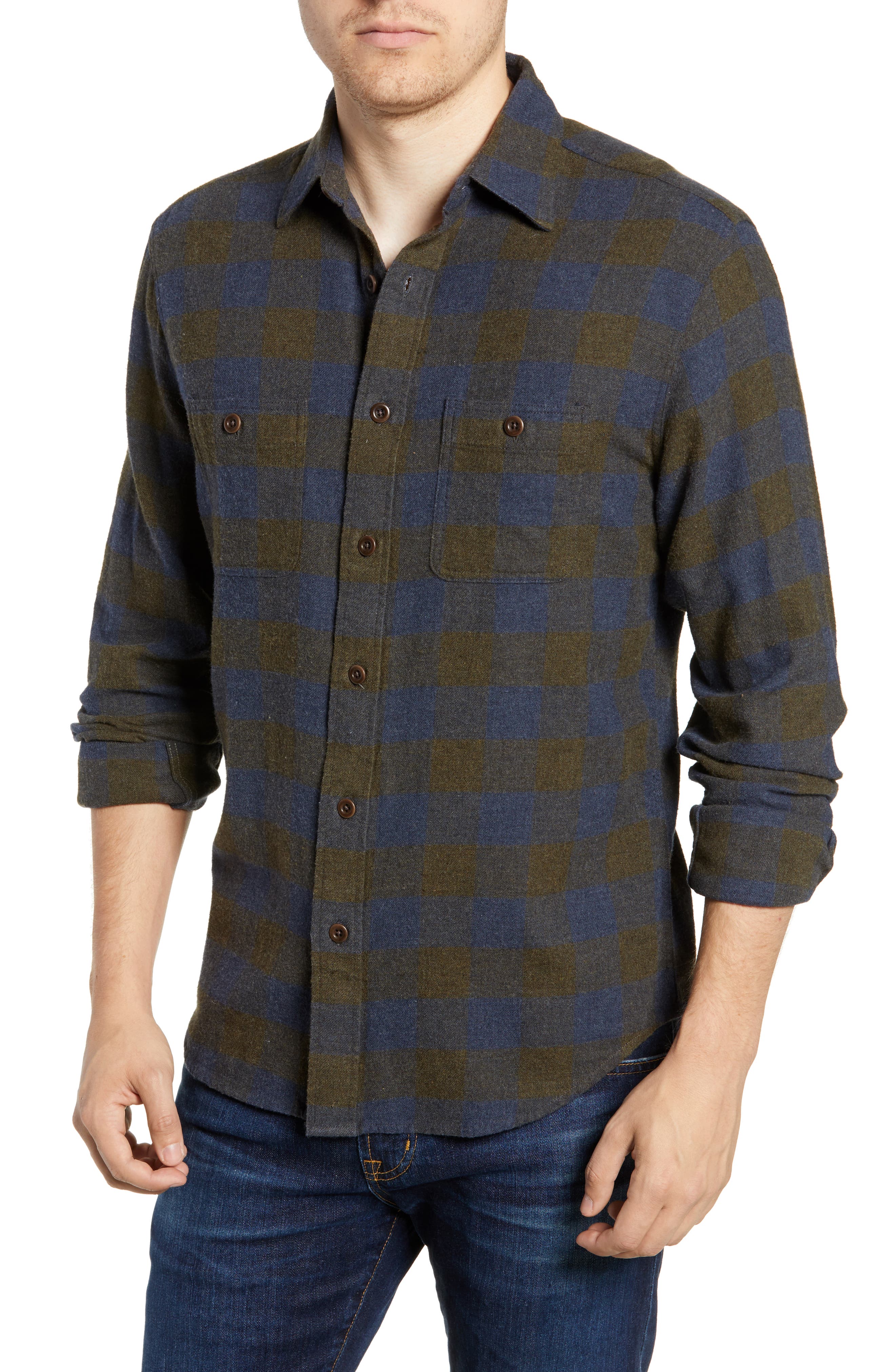 Faherty Seasons Check Flannel Shirt, Blue
