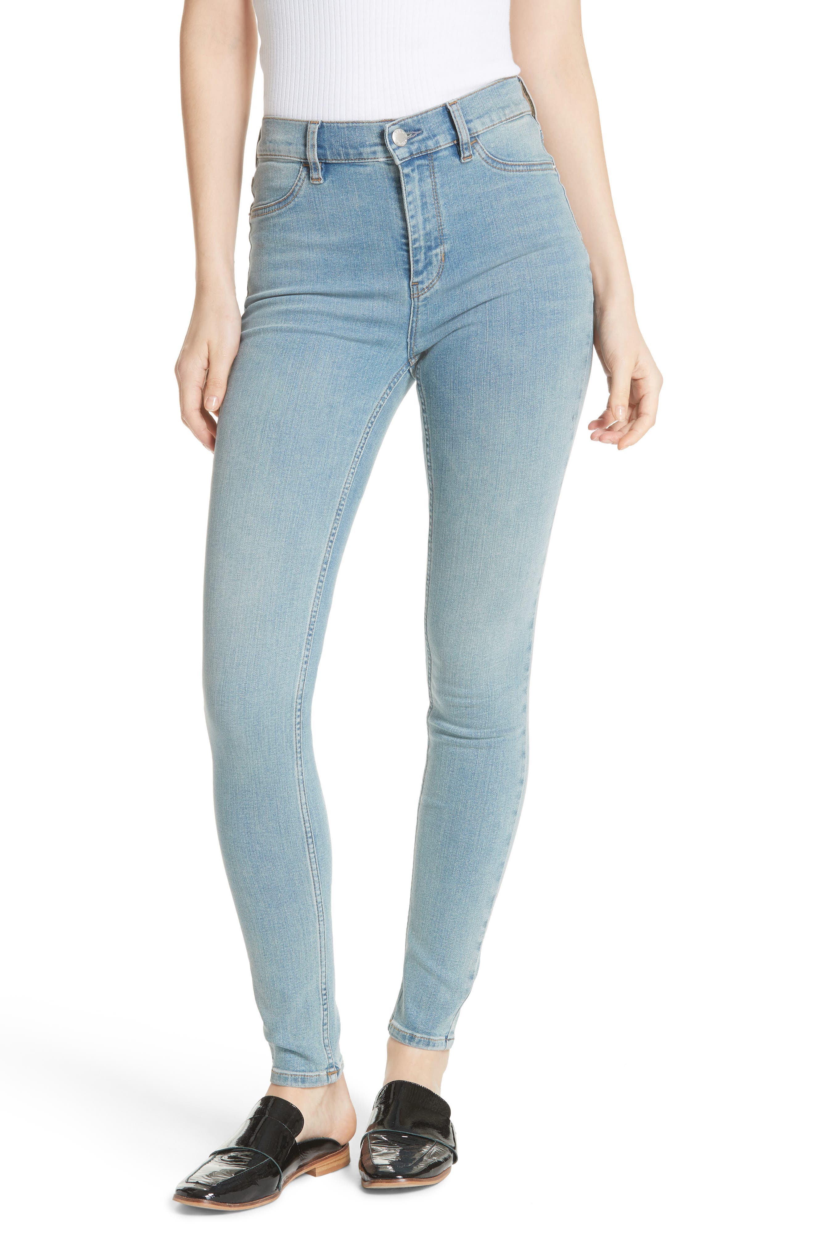 We The Free By Free People Long & Lean High Waist Denim Leggings, Blue