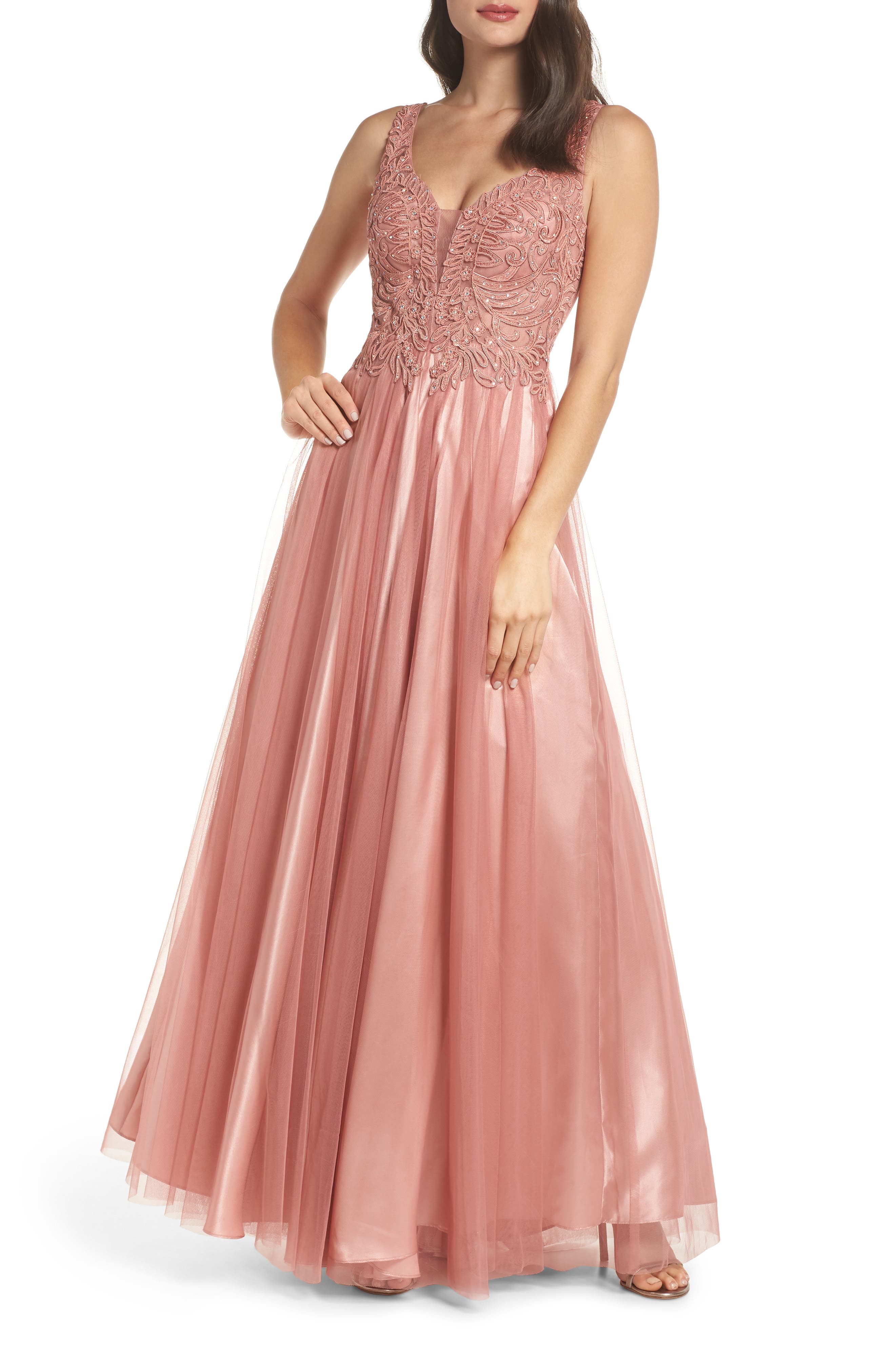 Blondie Nites Soutache Bodice Ballgown, Pink
