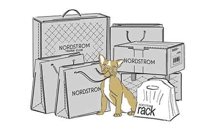 Stack of Nordstrom boxes and bags.