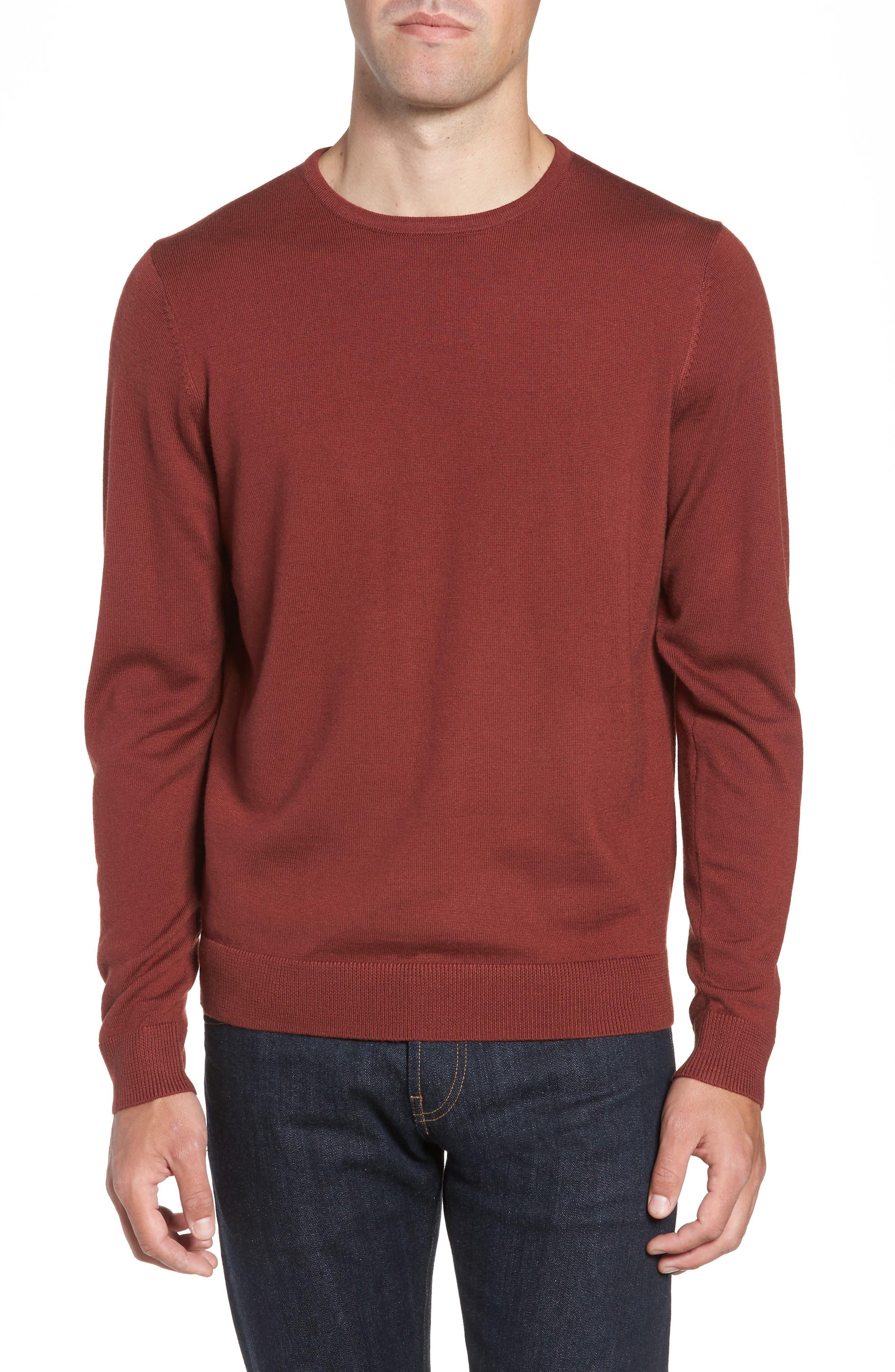 Nordstrom Shop Crewneck Merino Wool Sweater, Brown