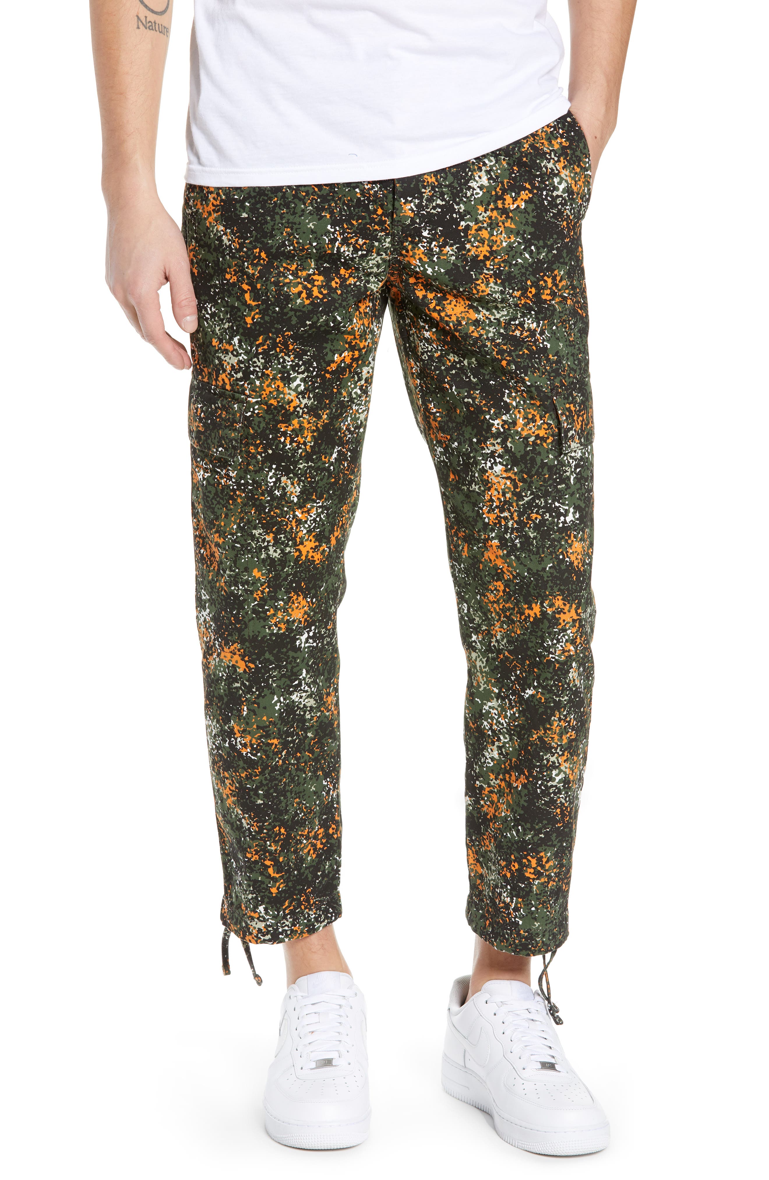 Topman Sponge Print Classic Cotton Cargo Pants, Black