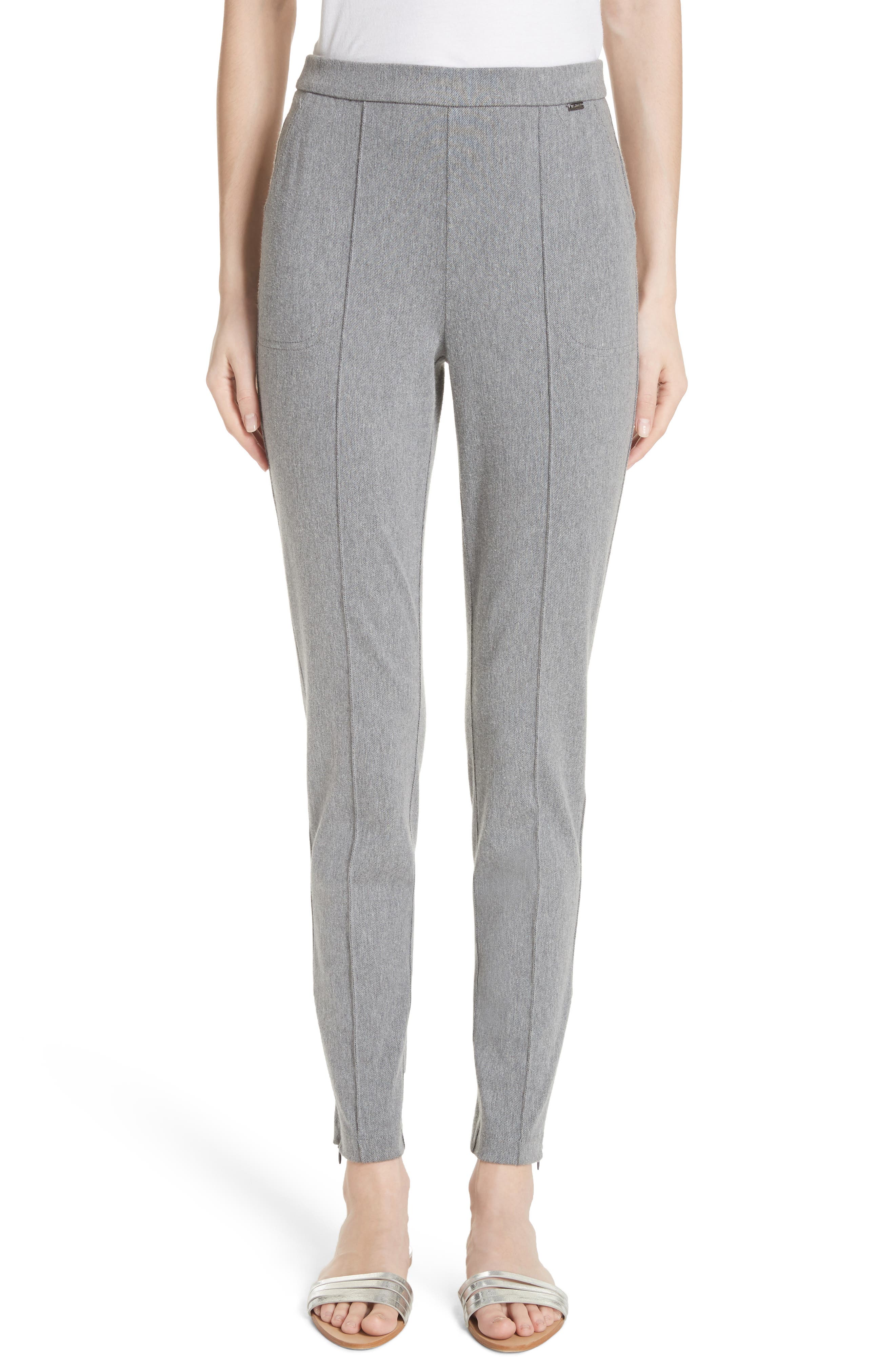 St. John Collection Denim Ponte Crop Leggings, Grey