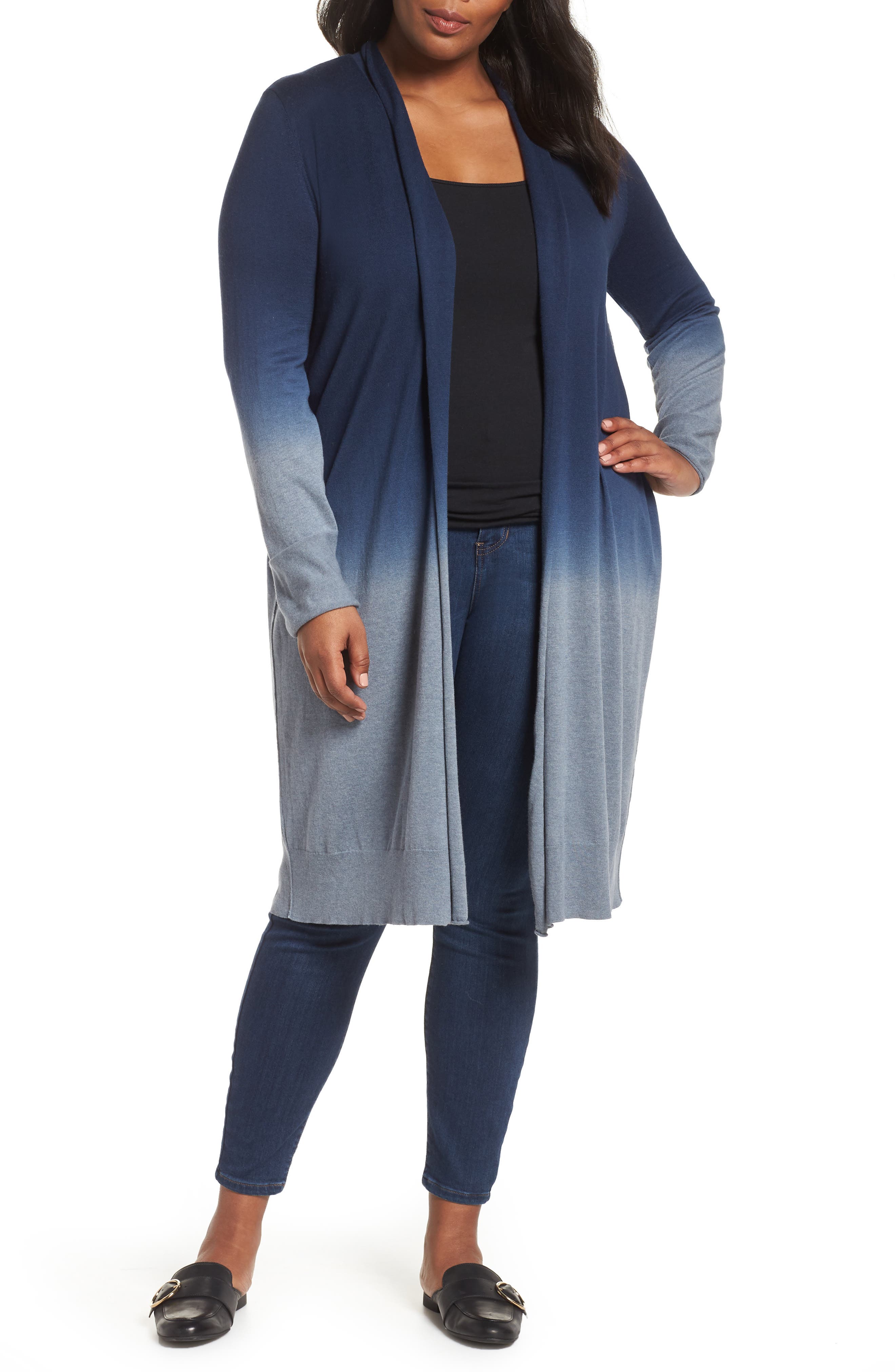 Plus Size Nic+Zoe Traveler Ombre Duster Cardigan, Blue