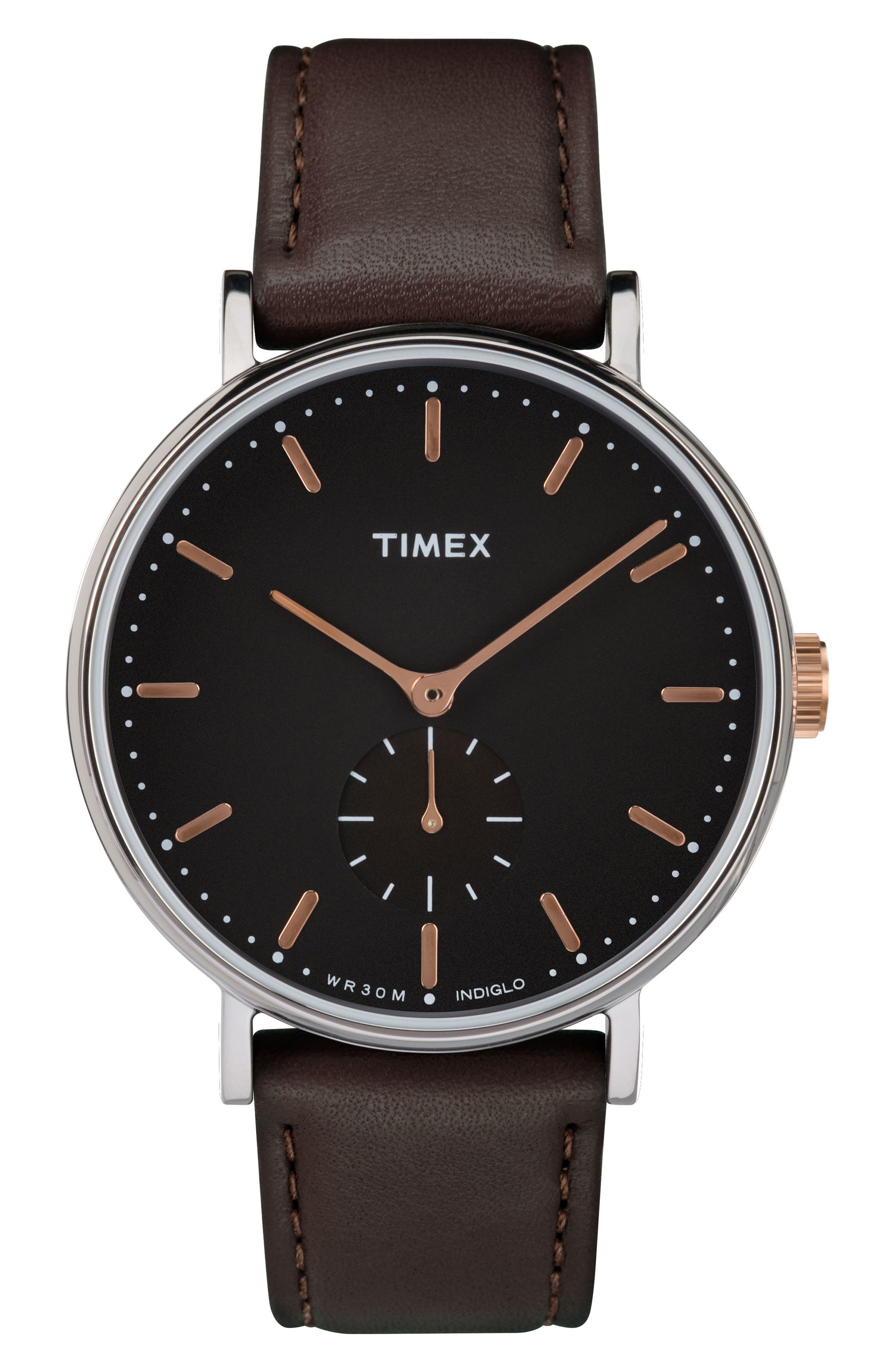 Timex Fairfield Leather Strap Watch, 41Mm
