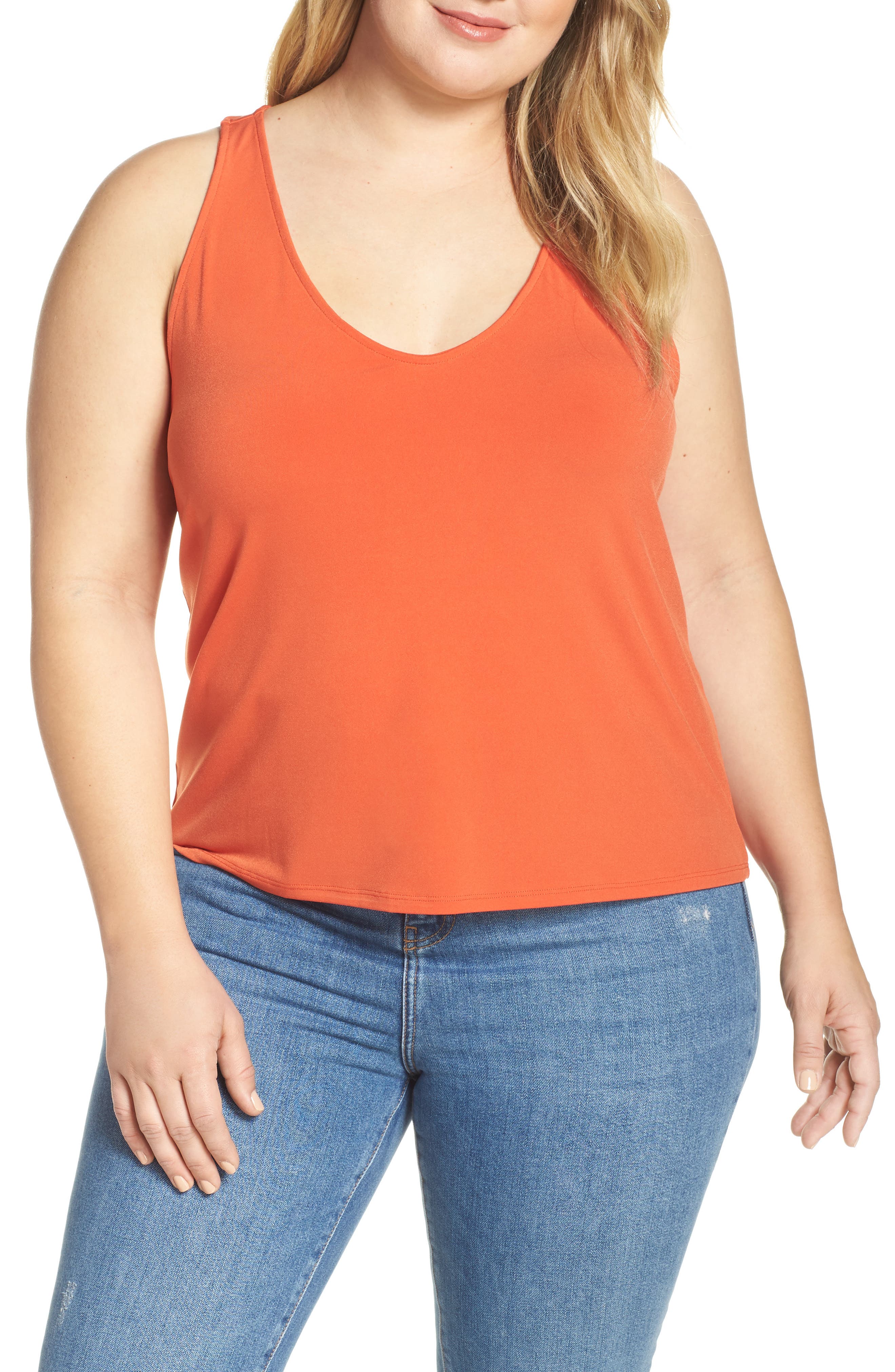 Plus Size Leith Easy Scoop V Tank, Orange