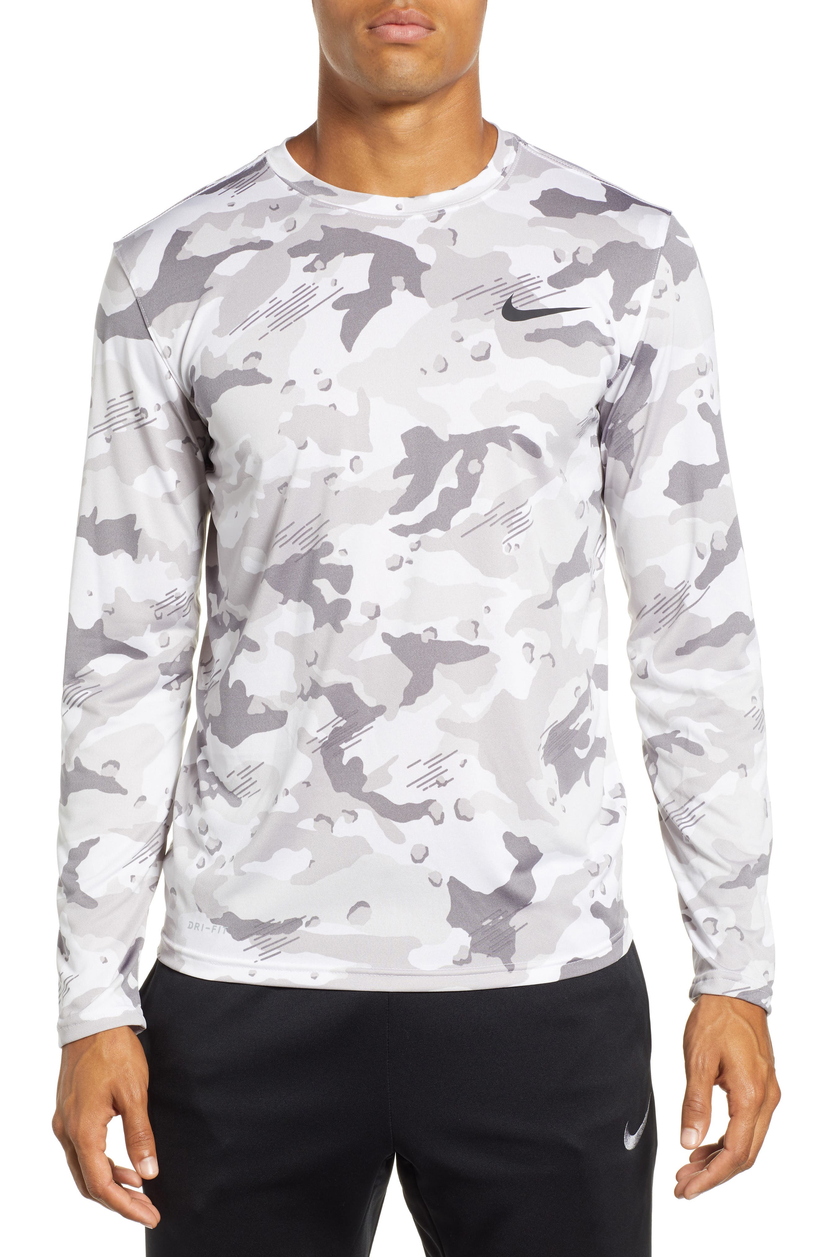 Nike Dry Long Sleeve Camo T-Shirt White