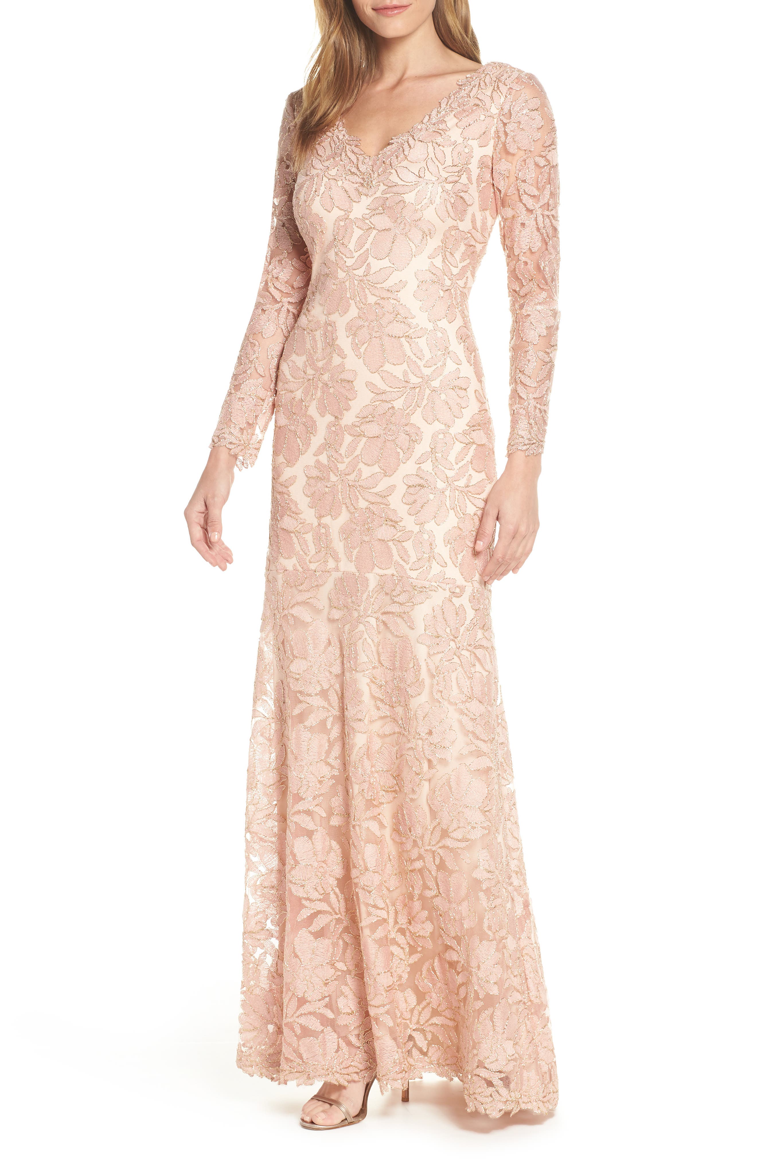 Tadashi Shoji Lace Evening Dress, Pink