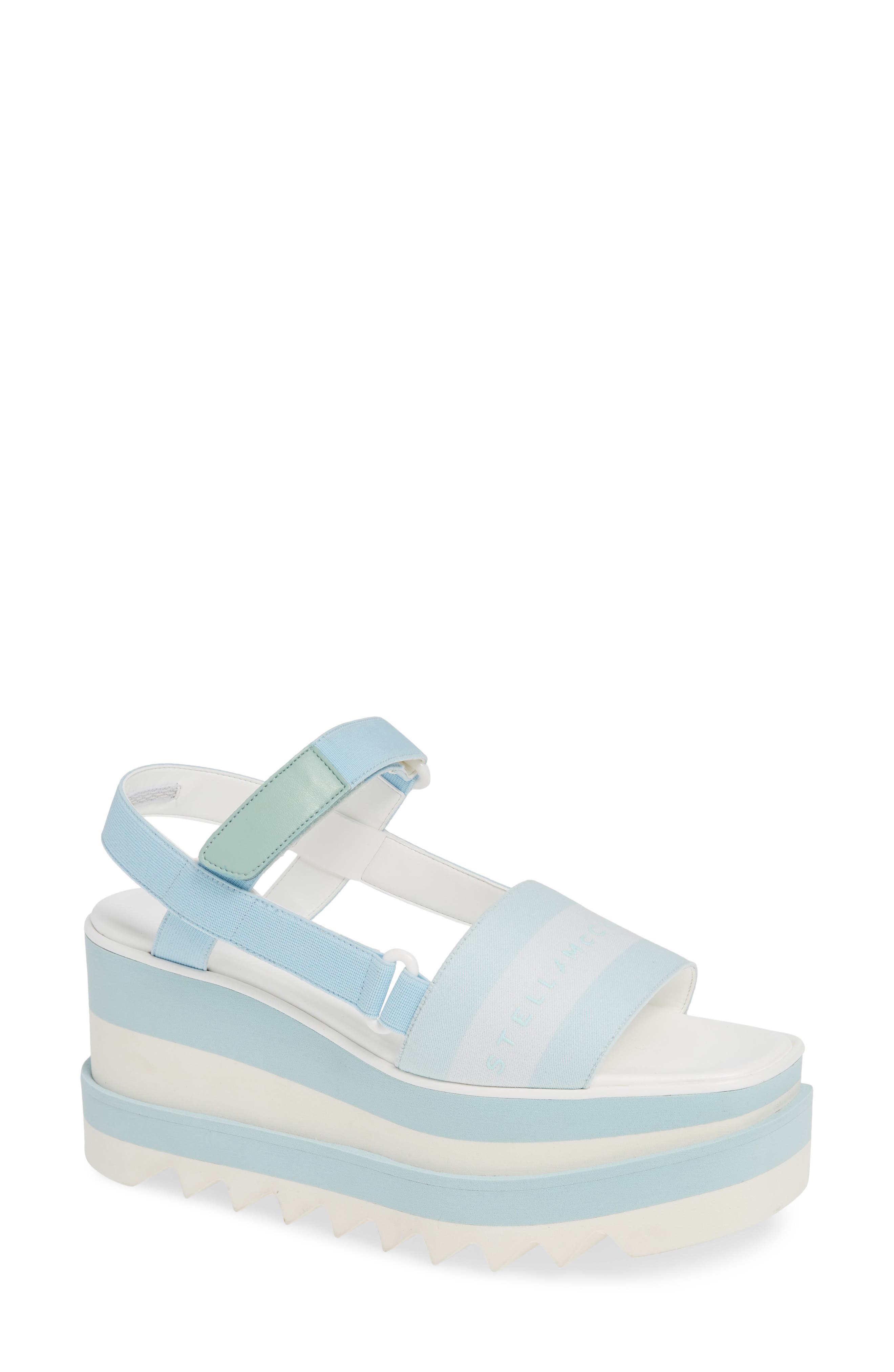 Stella Mccartney Stripe Logo Platform Sandal - Blue