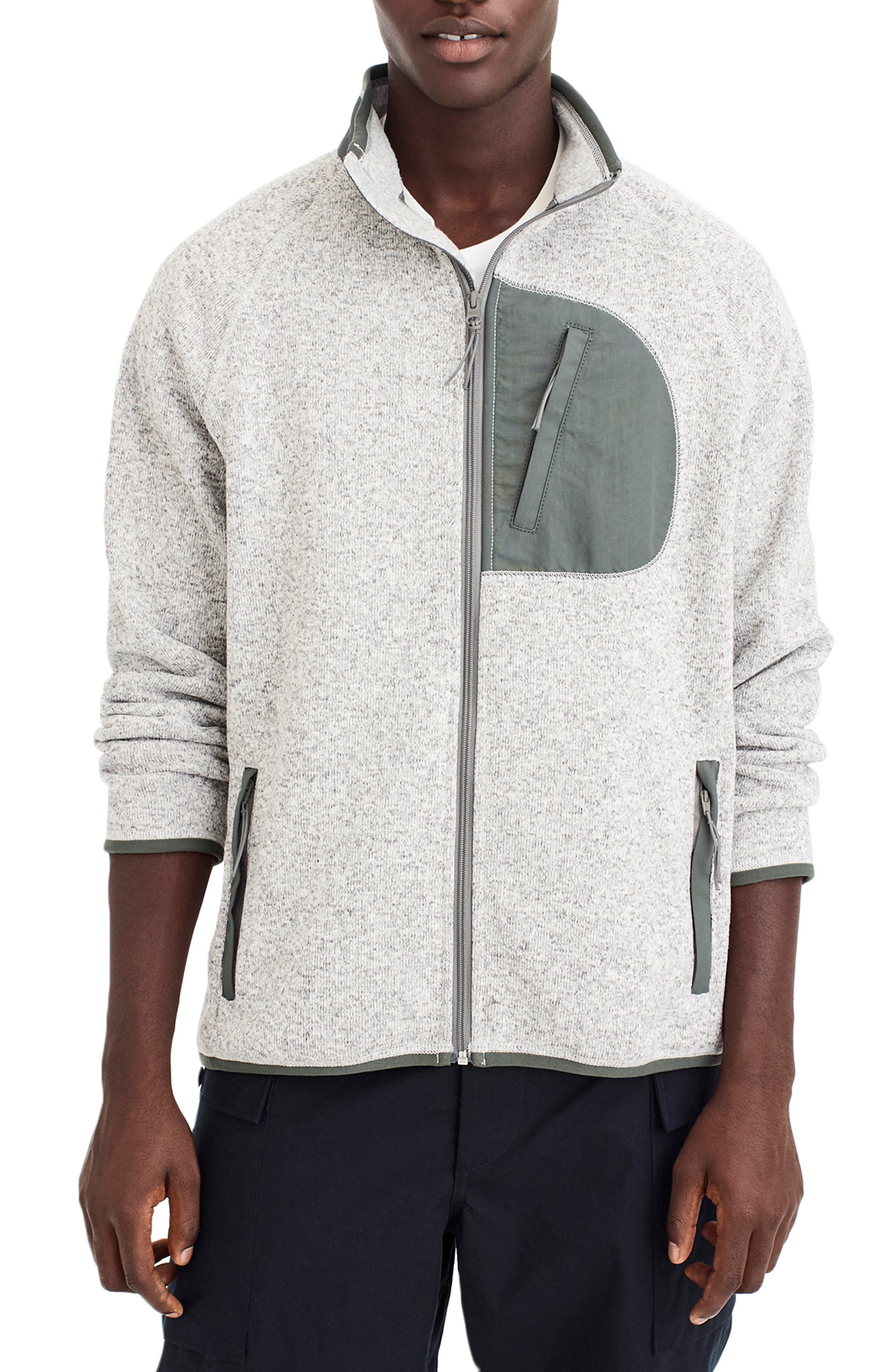 J.crew Classic Fit Fleece Sweater Jacket, Grey