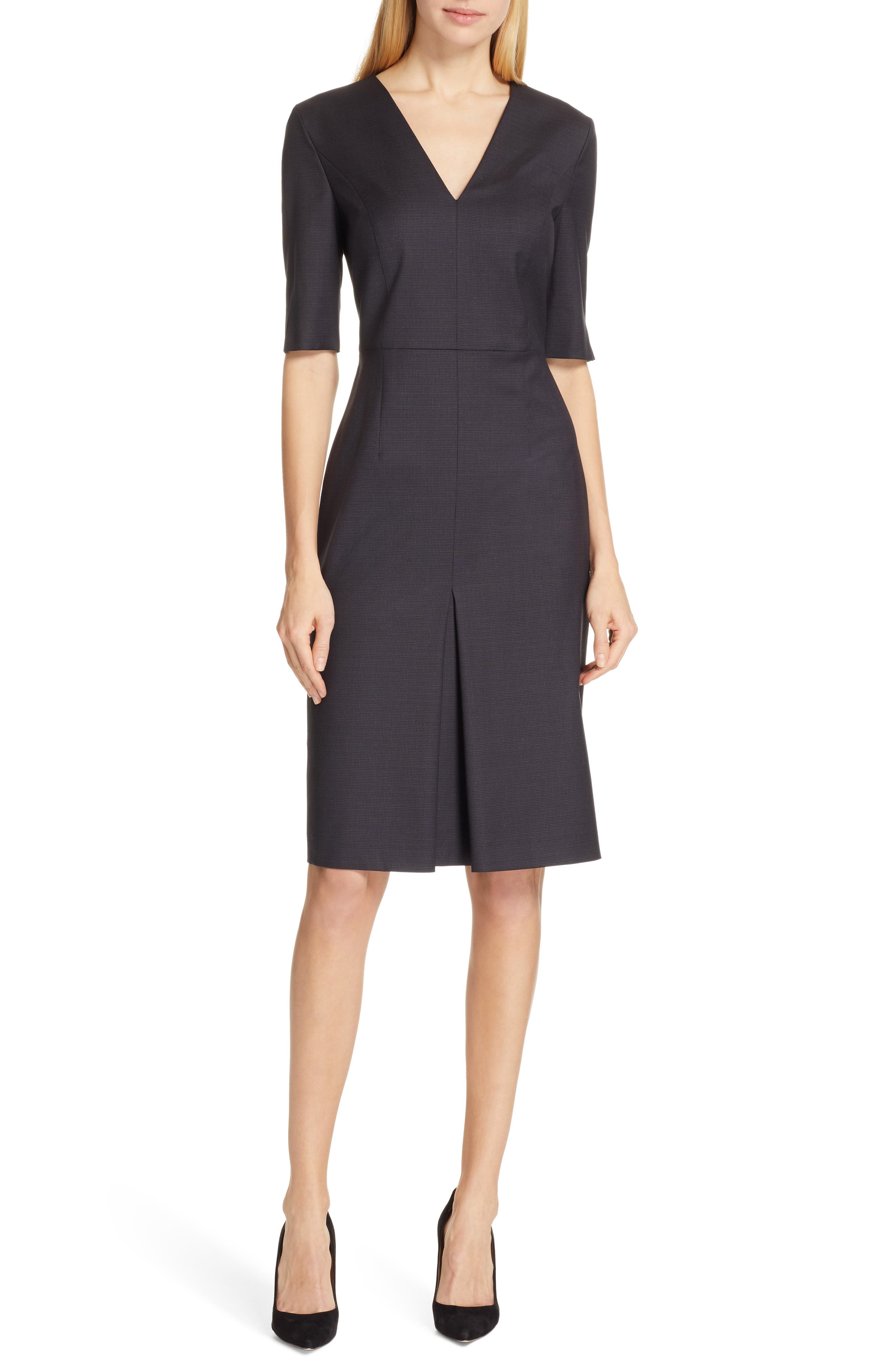 Boss Dalissa Pepita Wool Dress, Black