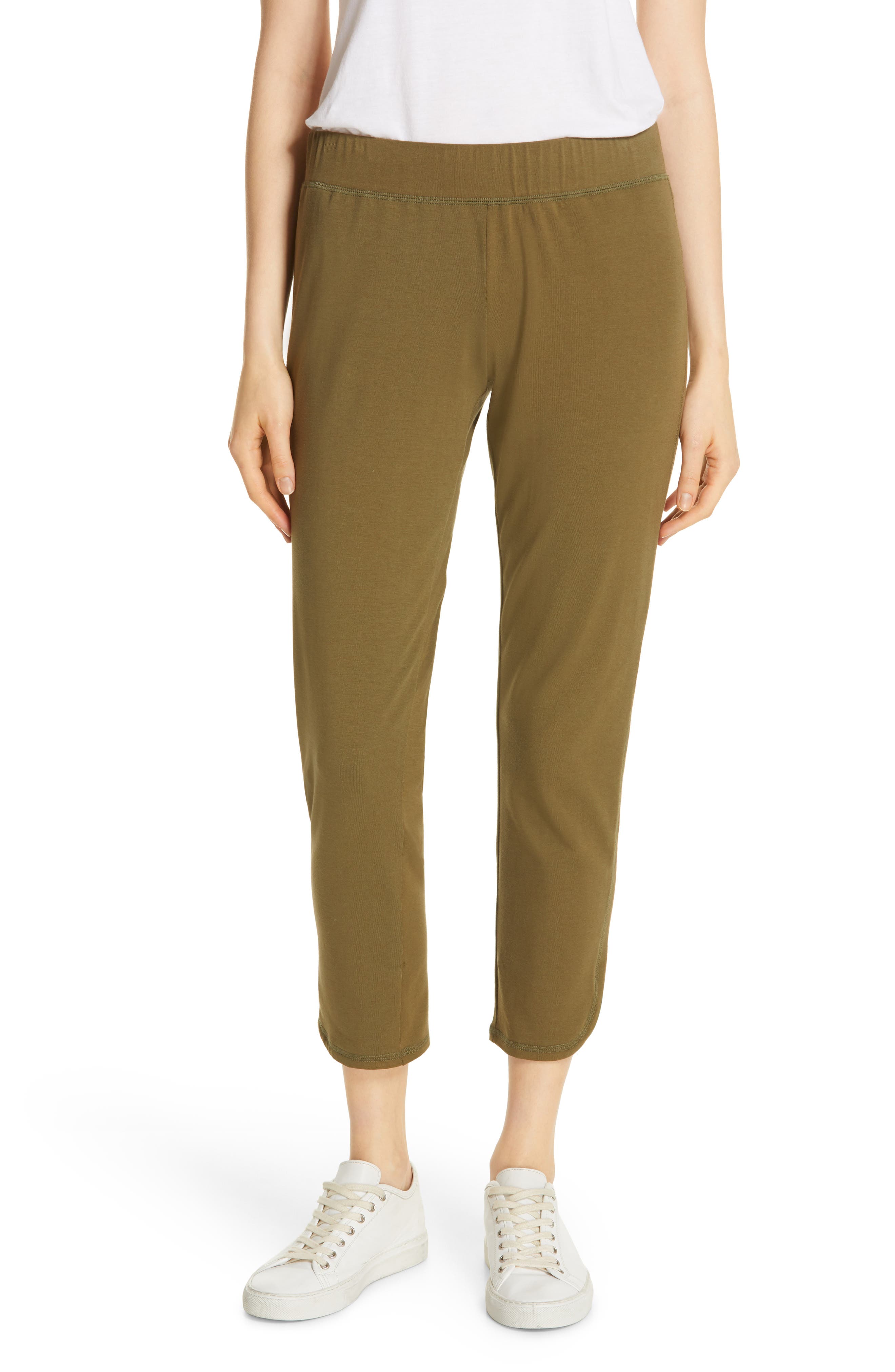 Petite Eileen Fisher Slim Crop Pants, Green