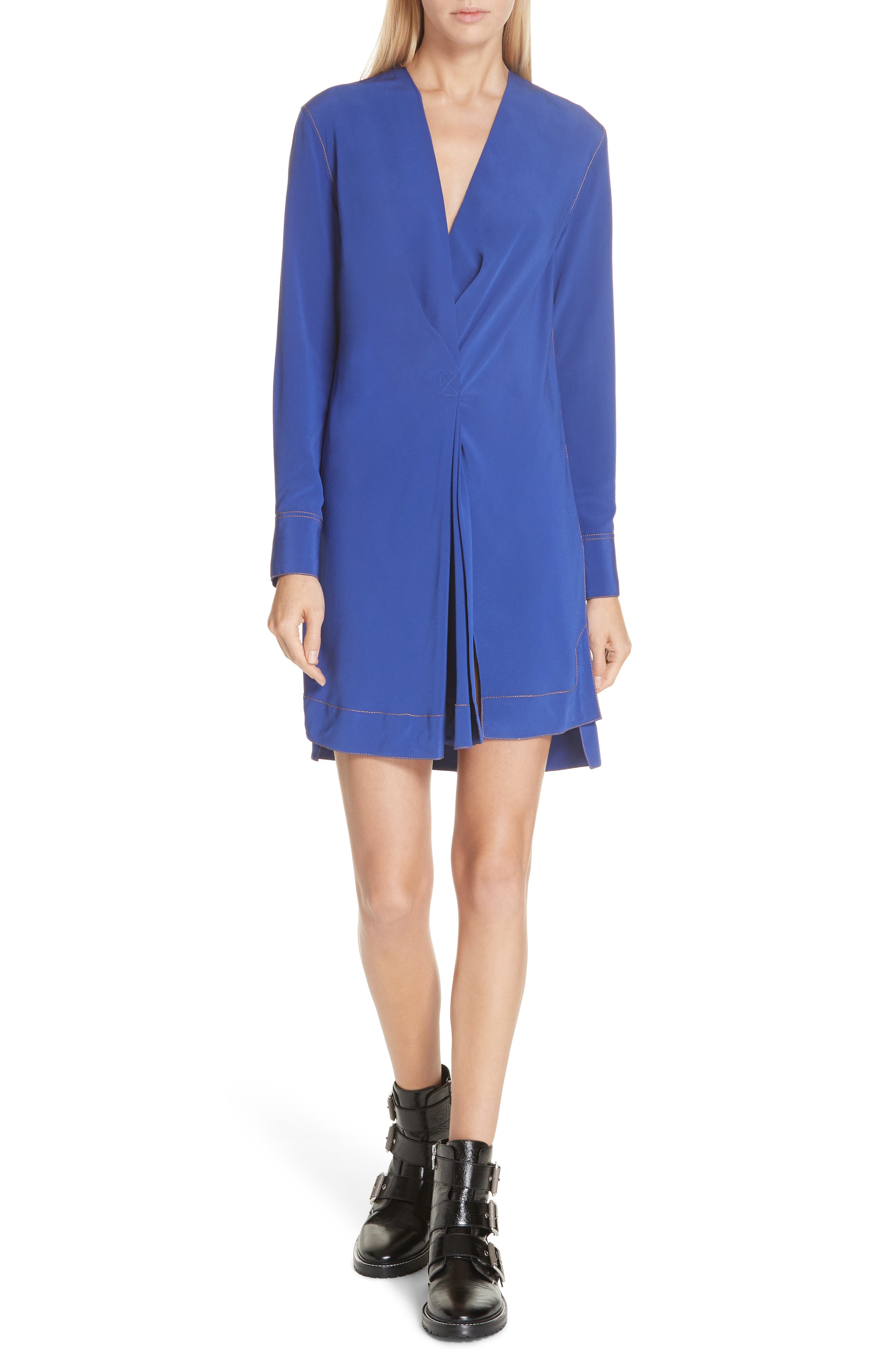 Rag & Bone Shields Silk Minidress, Blue