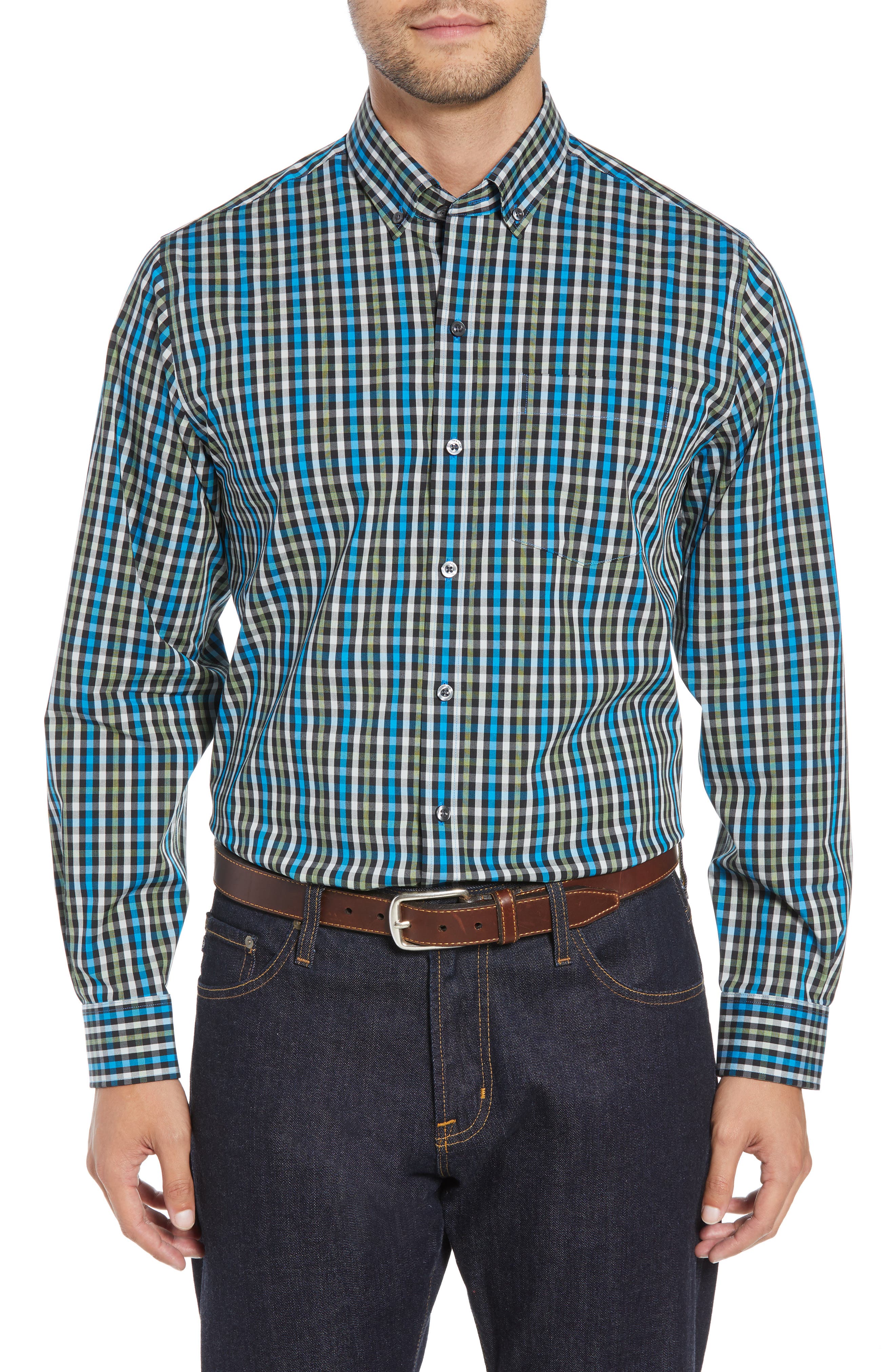 Cutter & Buck Albert Regular Fit Wrinkle Free Check Sport Shirt