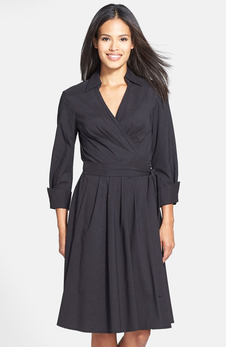 Donna Ricco Collared Fit & Flare Wrap Dress | Nordstrom