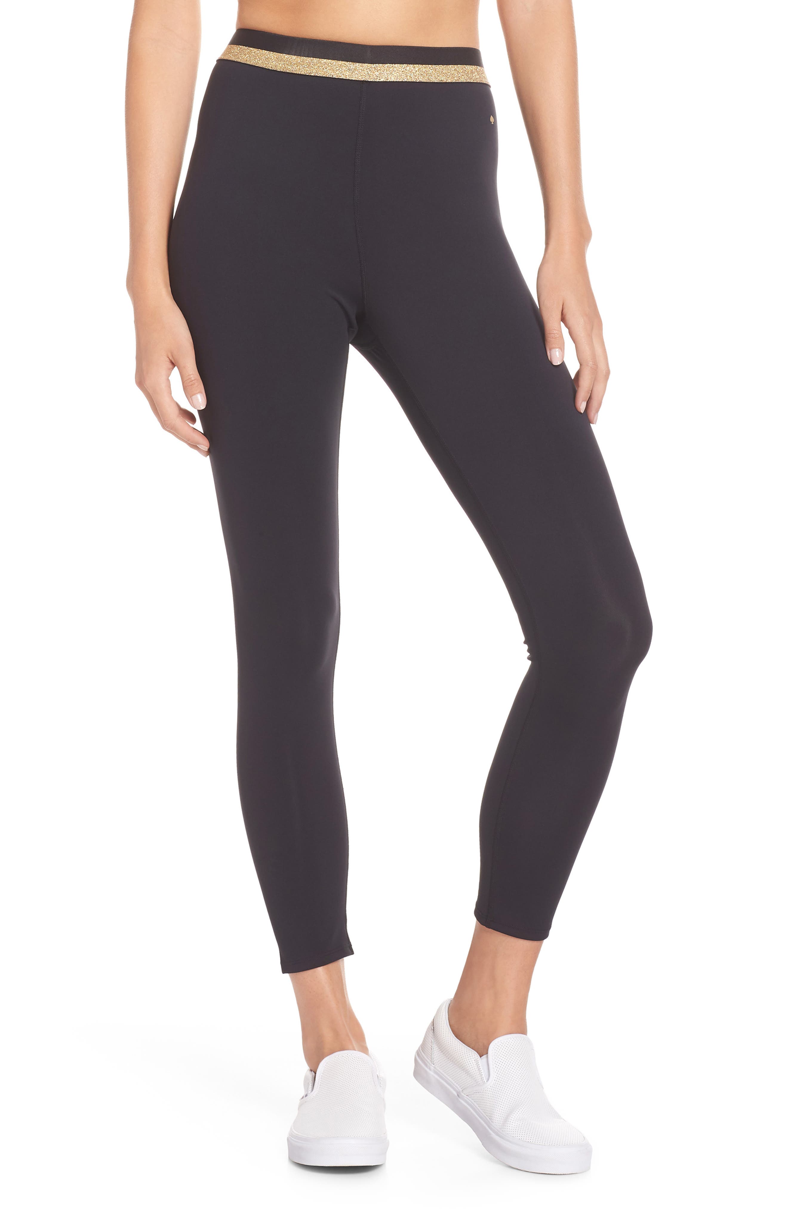 Kate Spade New York Stripe Waistband Leggings, Black