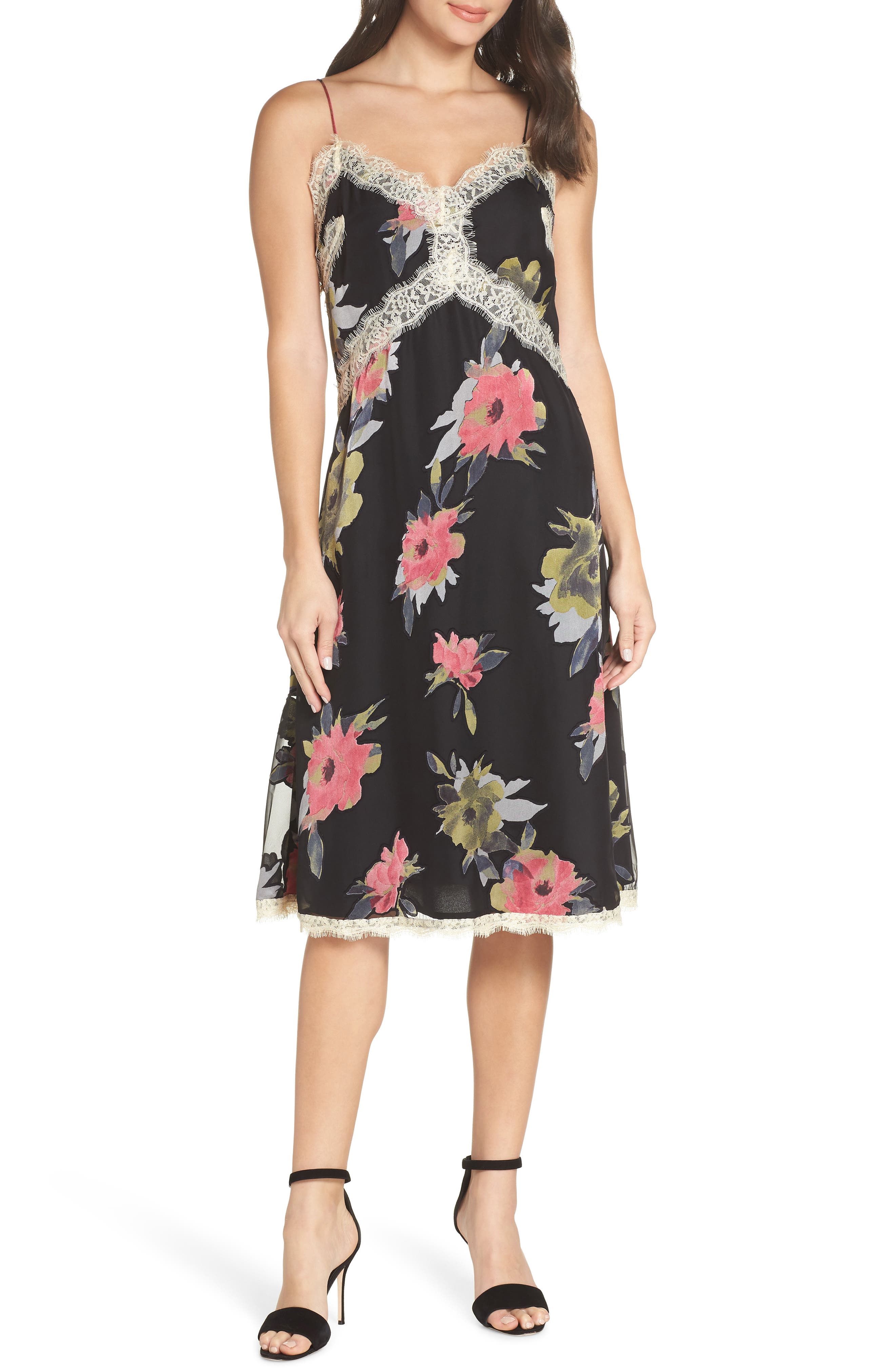 French Connection Edith Satin Burnout Slipdress