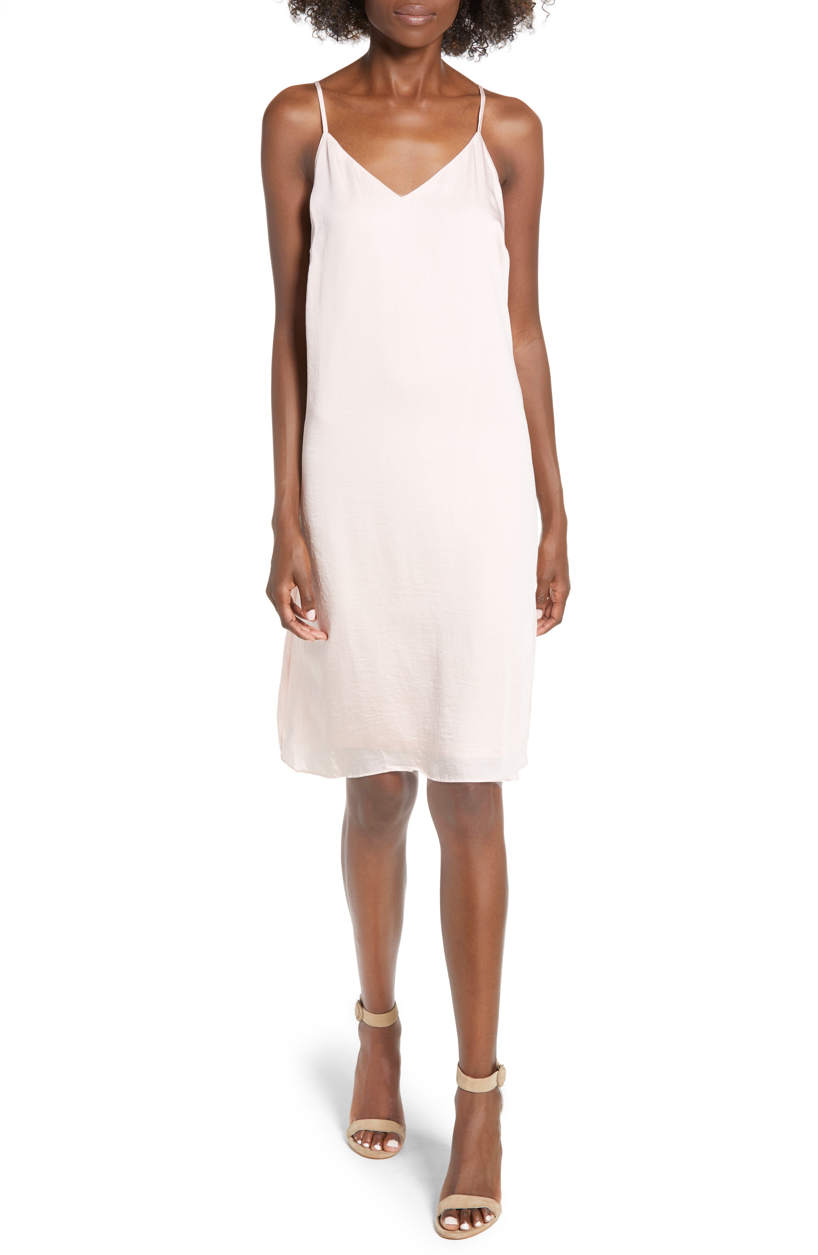 Love, Fire Hammered Satin Midi Slipdress, Pink