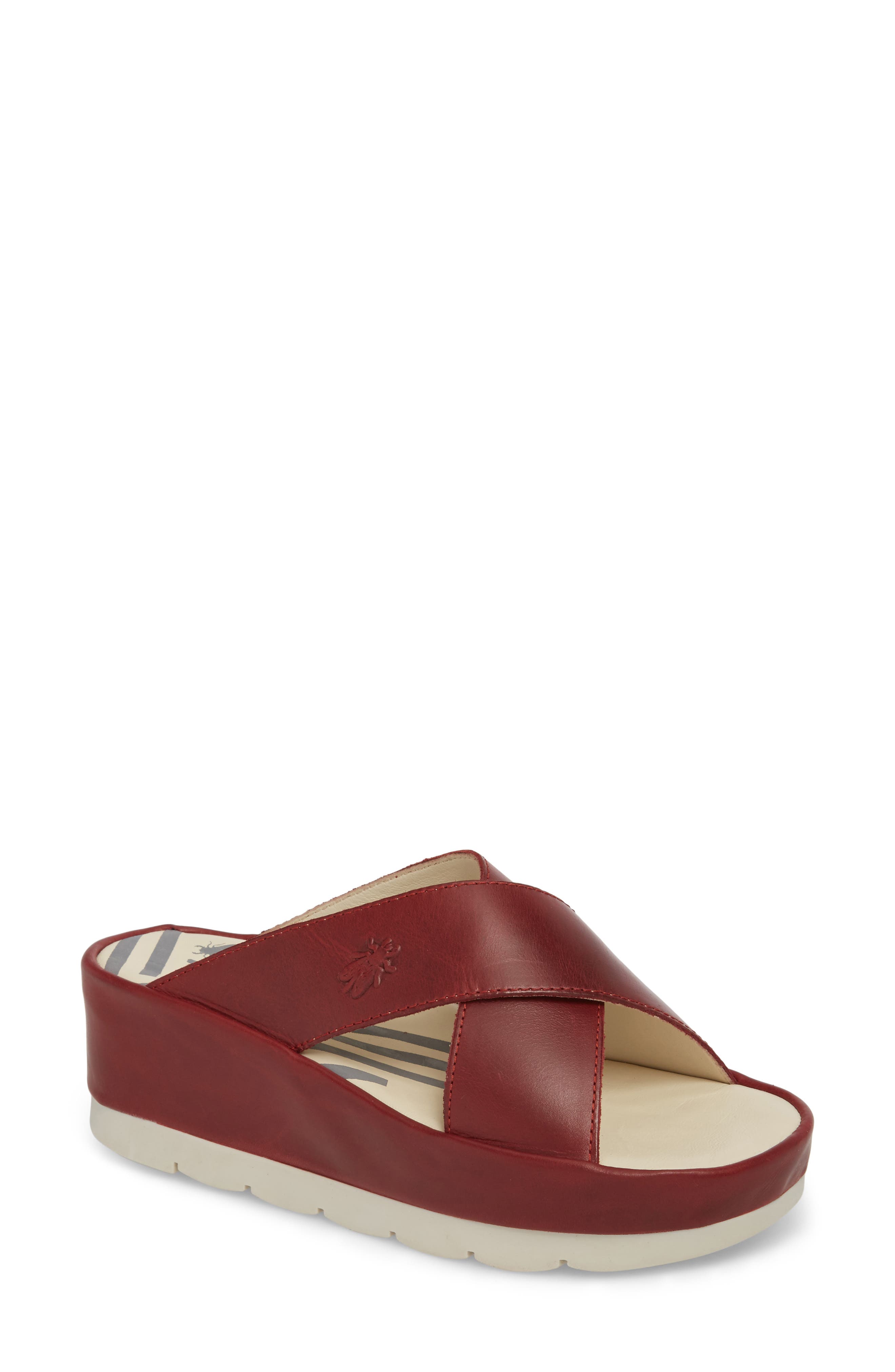 Fly London Begs Platform Slide Sandal - Red