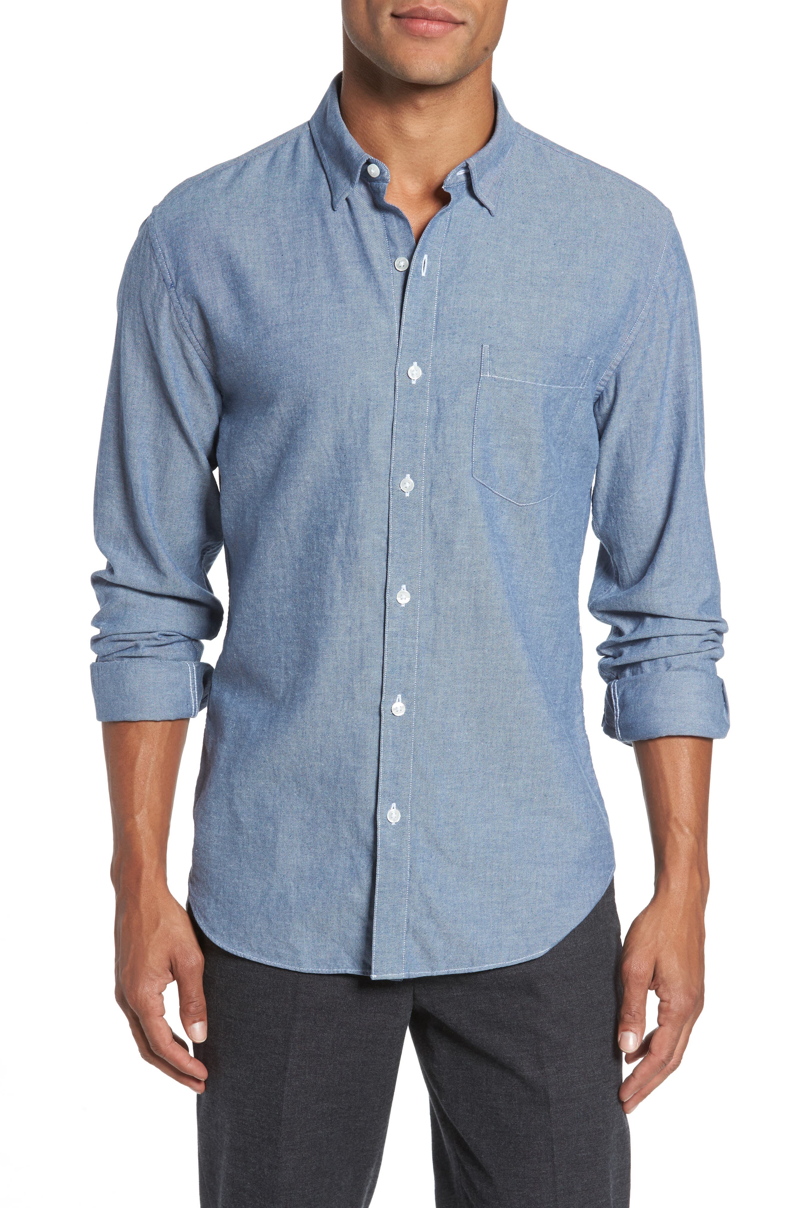 Bonobos Slim Fit Brushed Twill Sport Shirt, Blue
