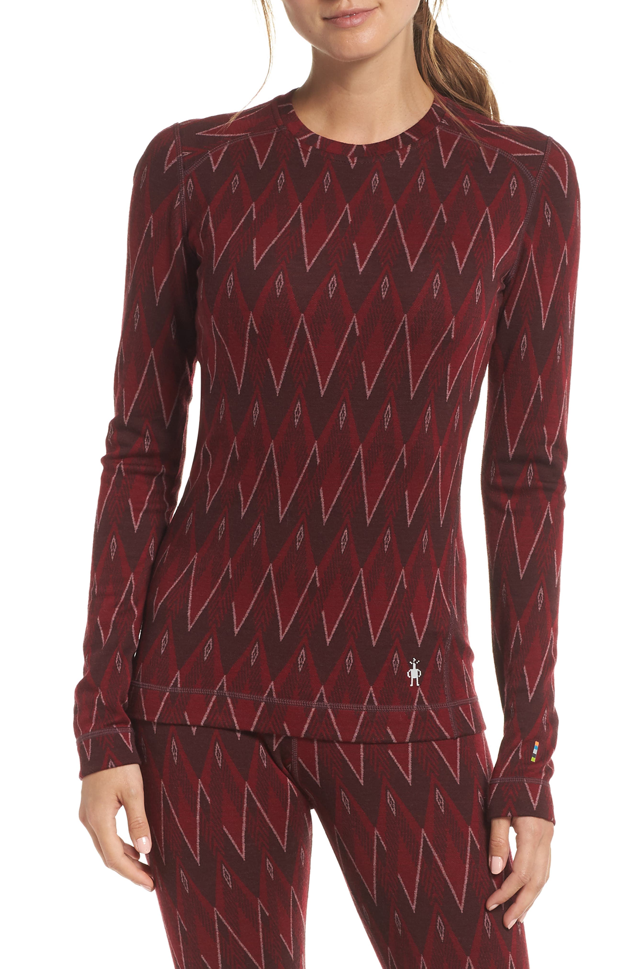 Smartwool Merino 250 Base Layer Pattern Crew Top, Red