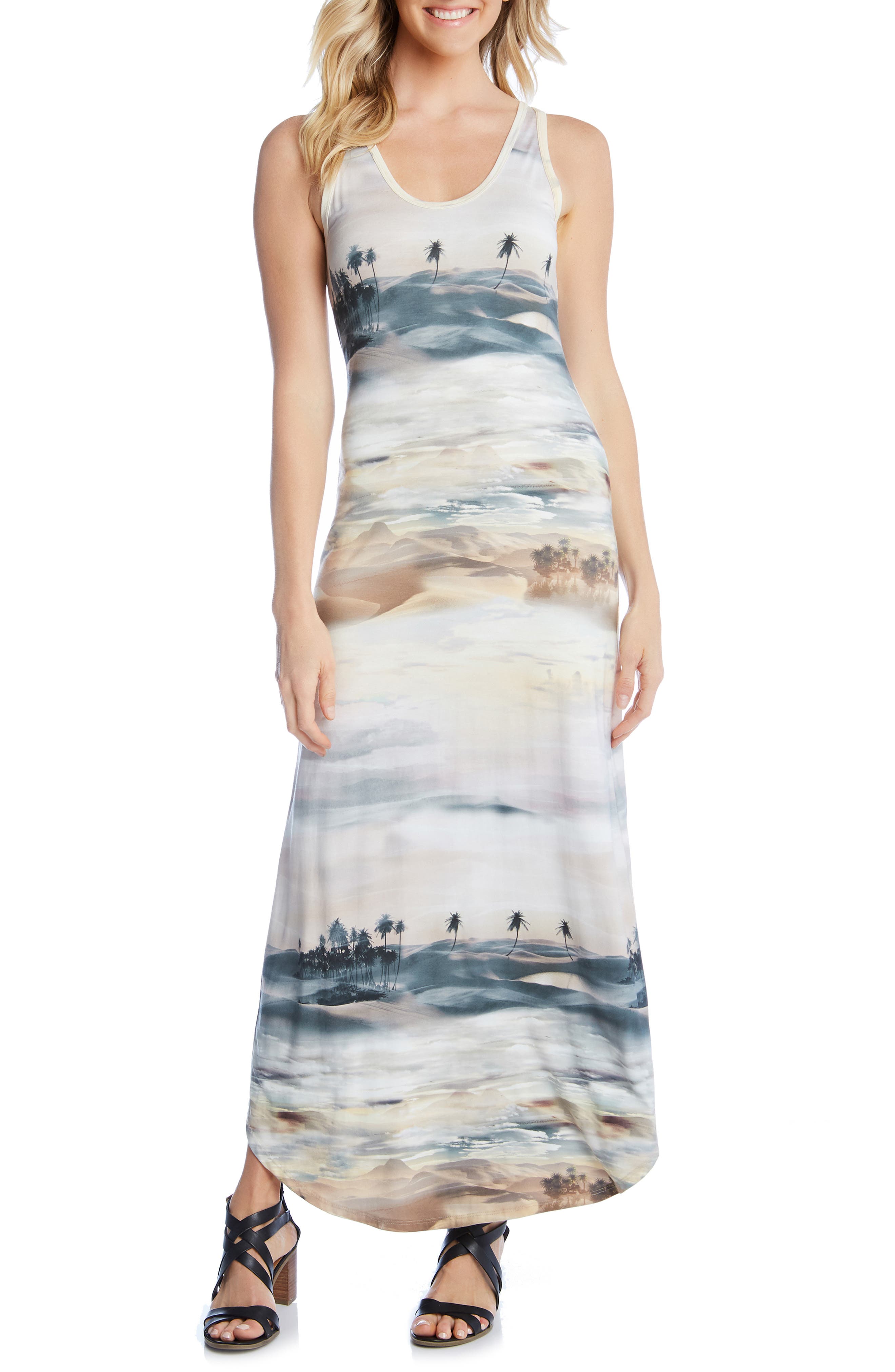 Karen Kane Palm Tree Print Maxi Dress, Brown