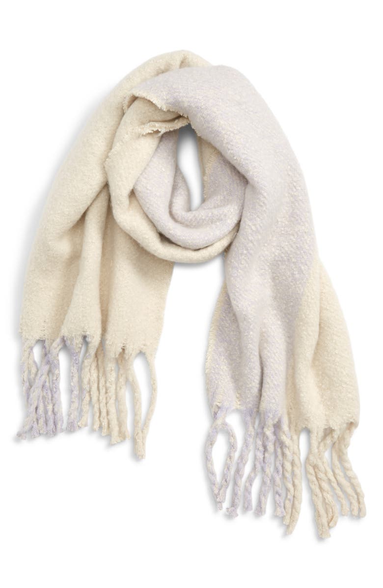 Tonal Fringe Scarf,
Main,
color, GREY IVORY