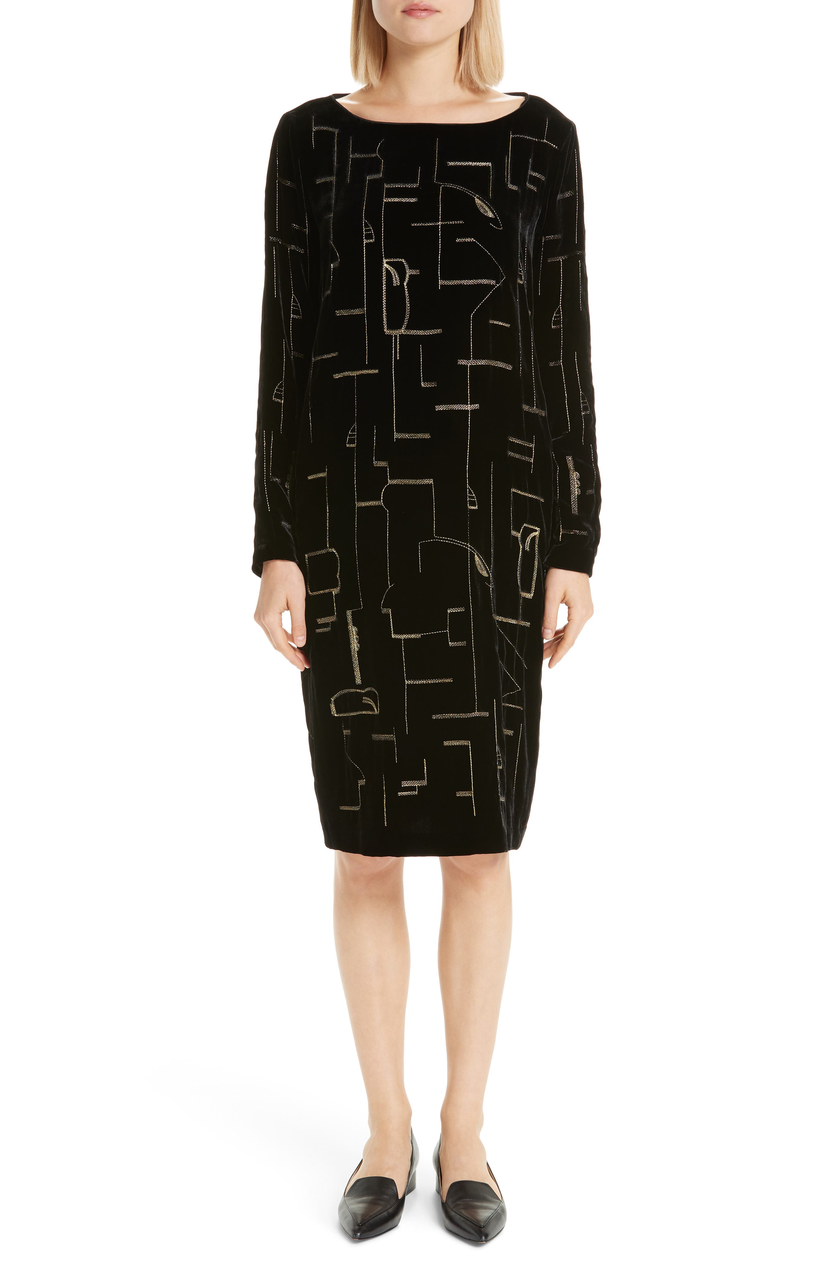Lafayette 148 New York Cressida Embellished Velvet Dress, Black