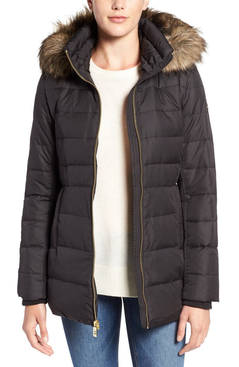 MICHAEL Michael Kors Hooded Down & Feather Fill Coat with Faux Fur Trim ...