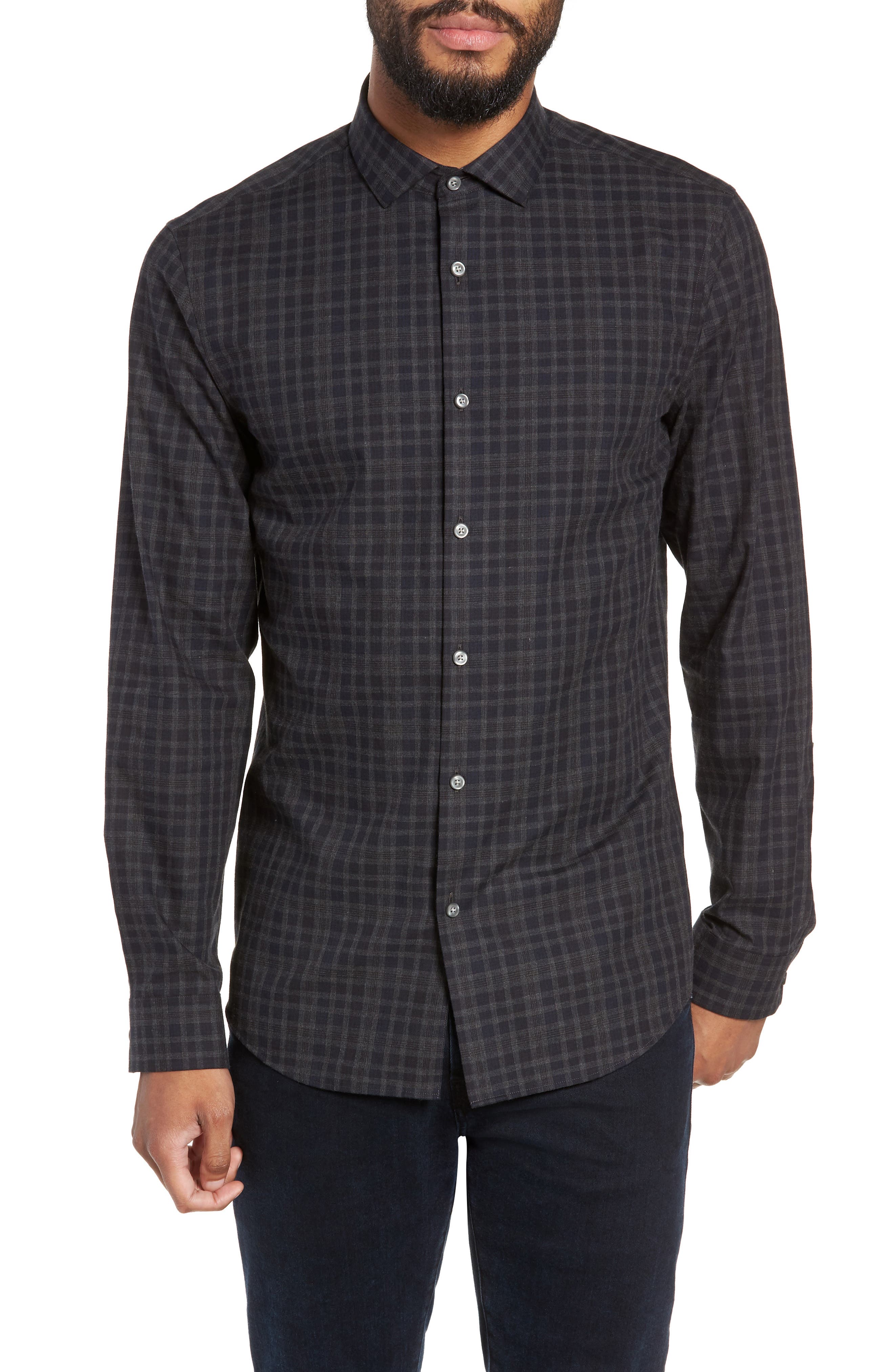 Calibrate Slim Fit Check Flannel Sport Shirt