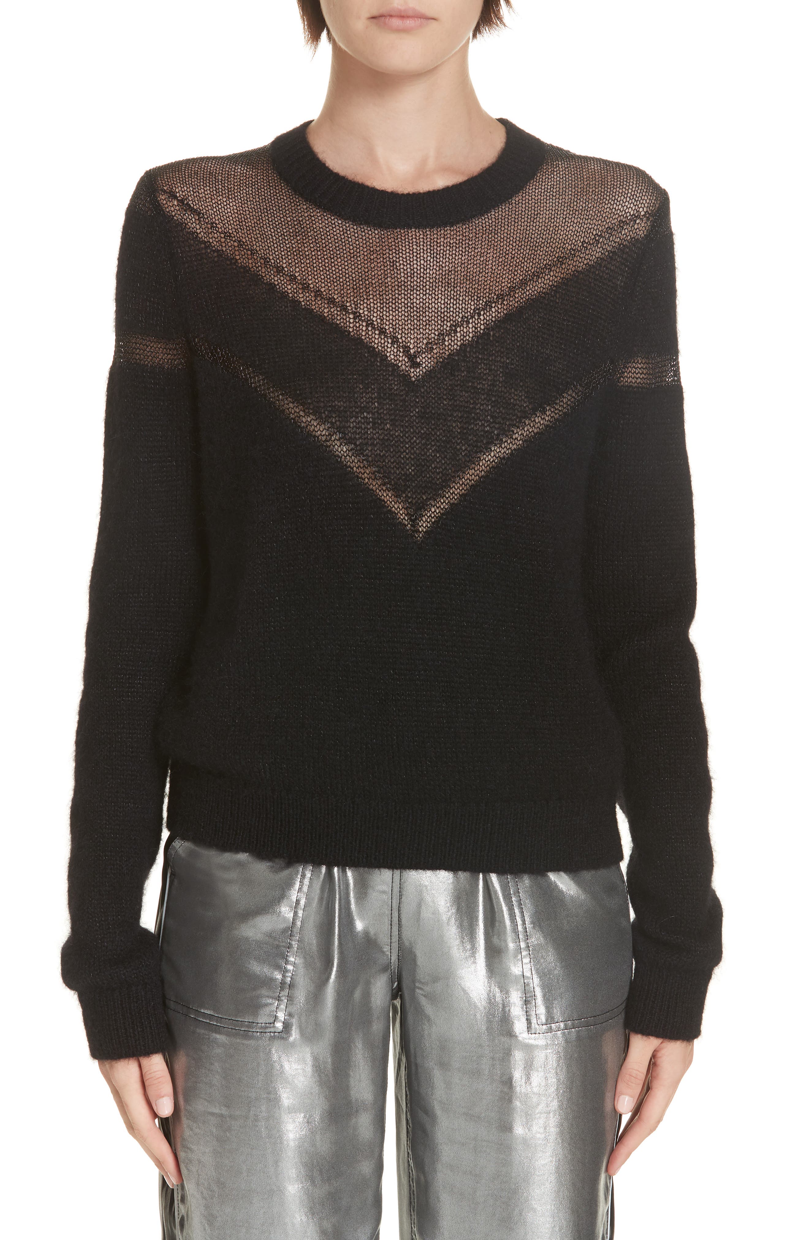 Rag & Bone Sheer Chevron Sweater, Black