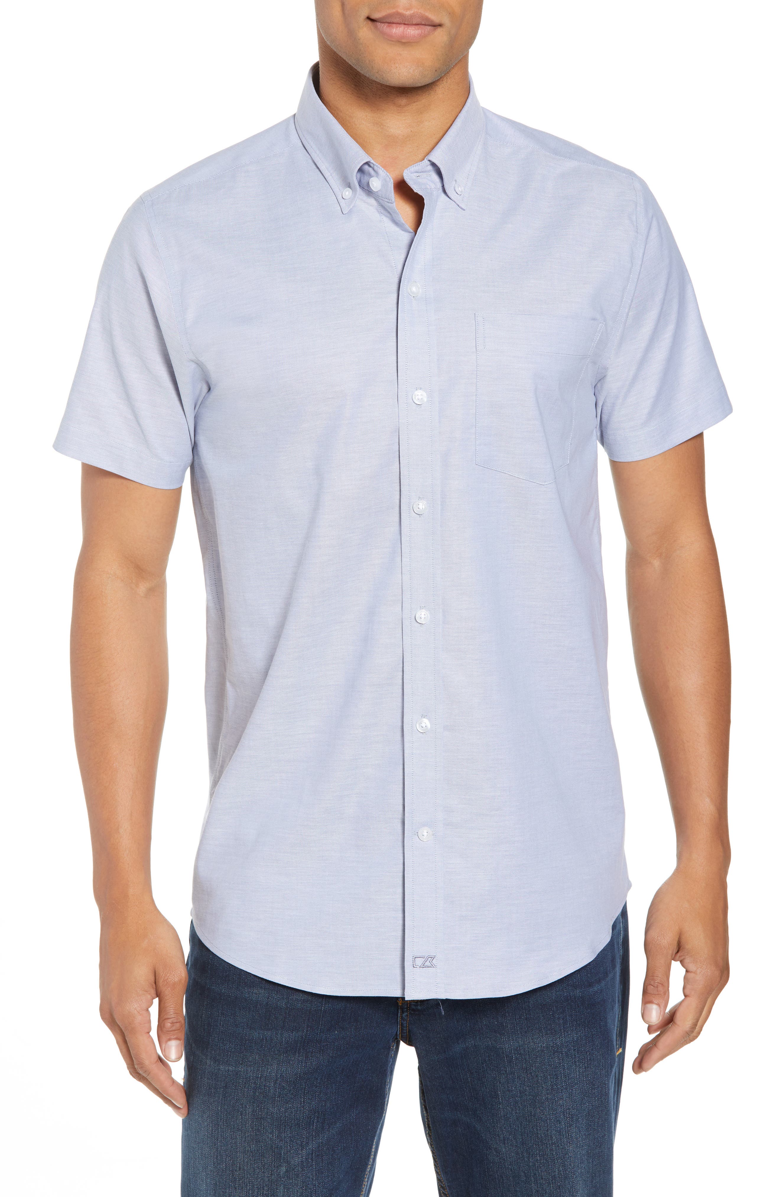 Cutter & Buck Tailor Regular Fit Oxford Sport Shirt, Blue