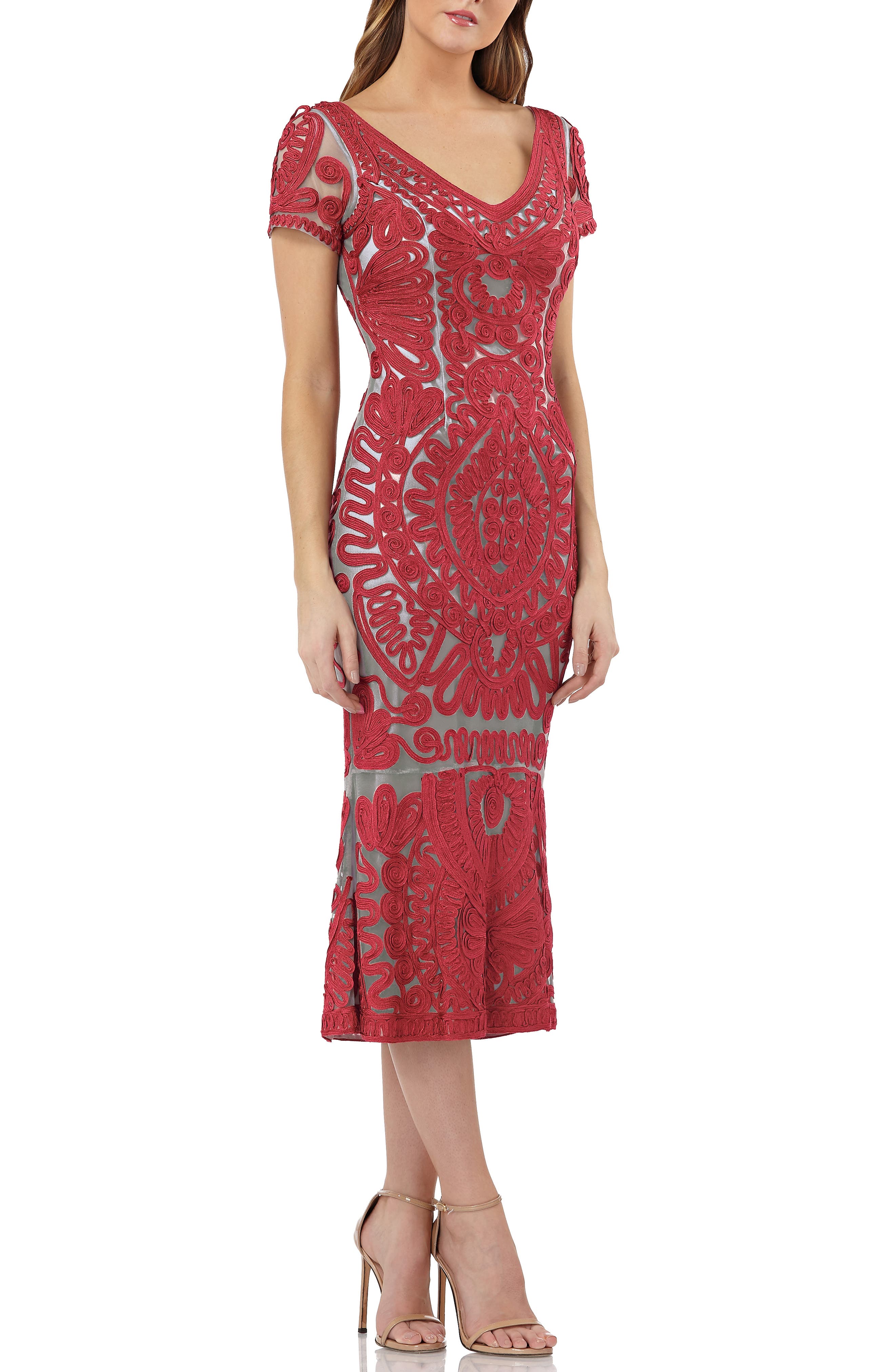 Js Collections Soutache Trumpet Dress, Red