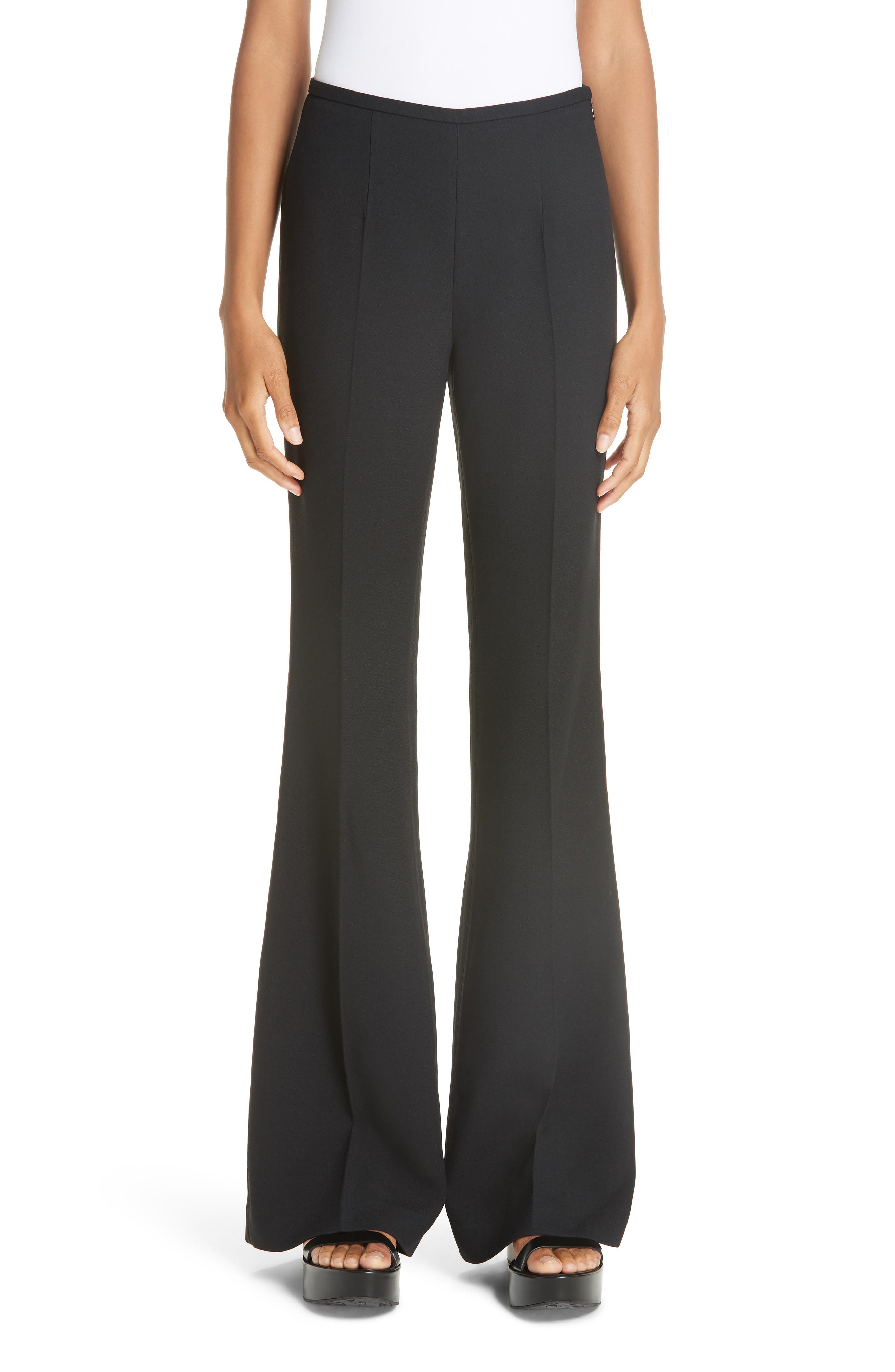 Michael Kors Double Crepe Sable Flare Leg Pants, Black