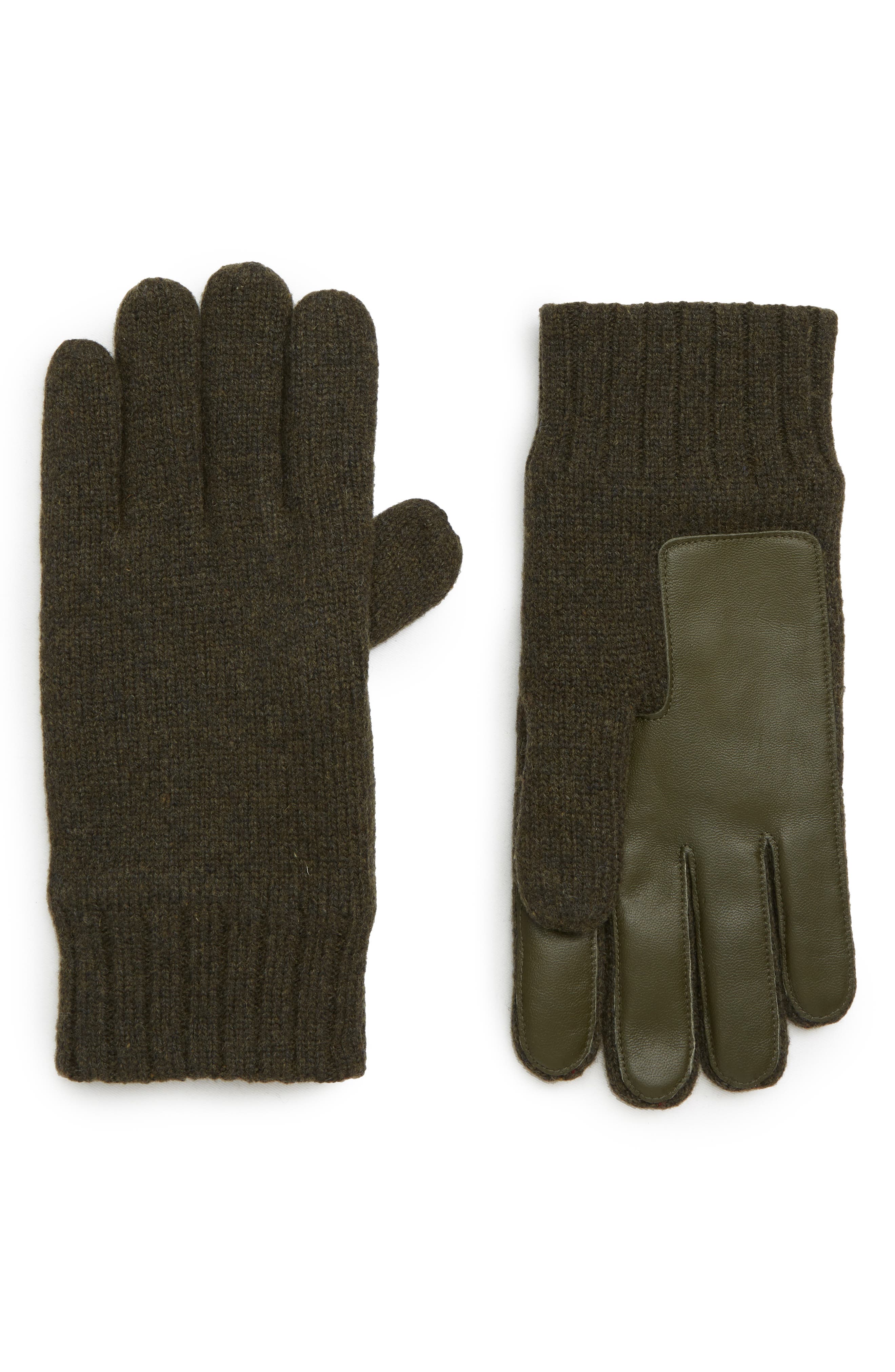 Ugg Leather Palm Knit Gloves, Green