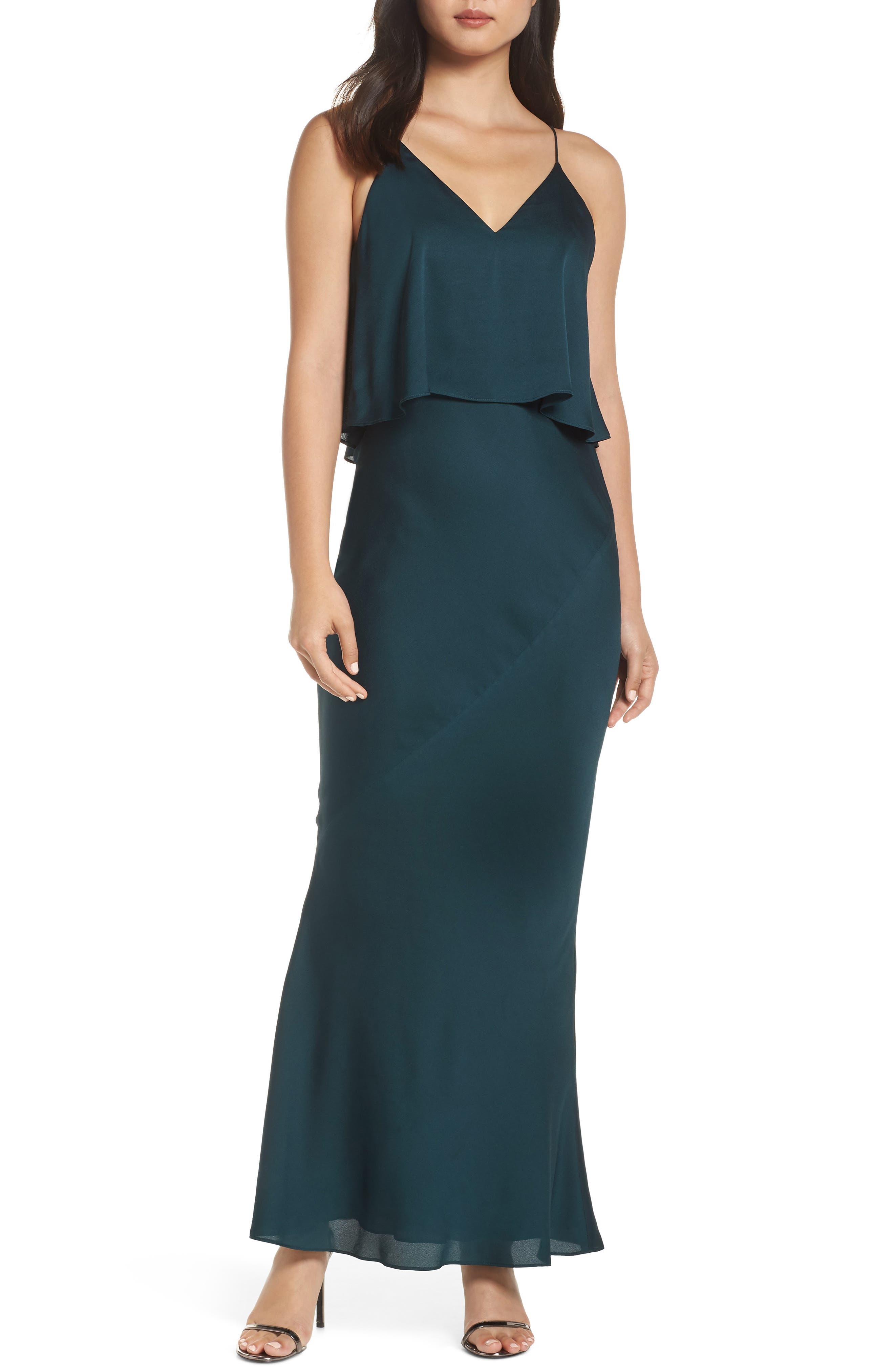 Shona Joy Luxe Frilled Bodice Bias Cut Gown