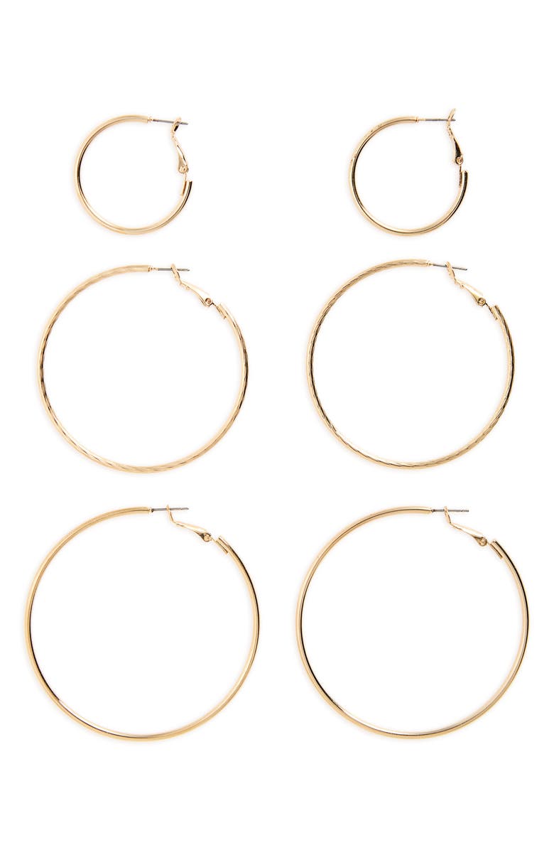 3-Pack Hoop Earrings,
                        Main,
                        color, GOLD