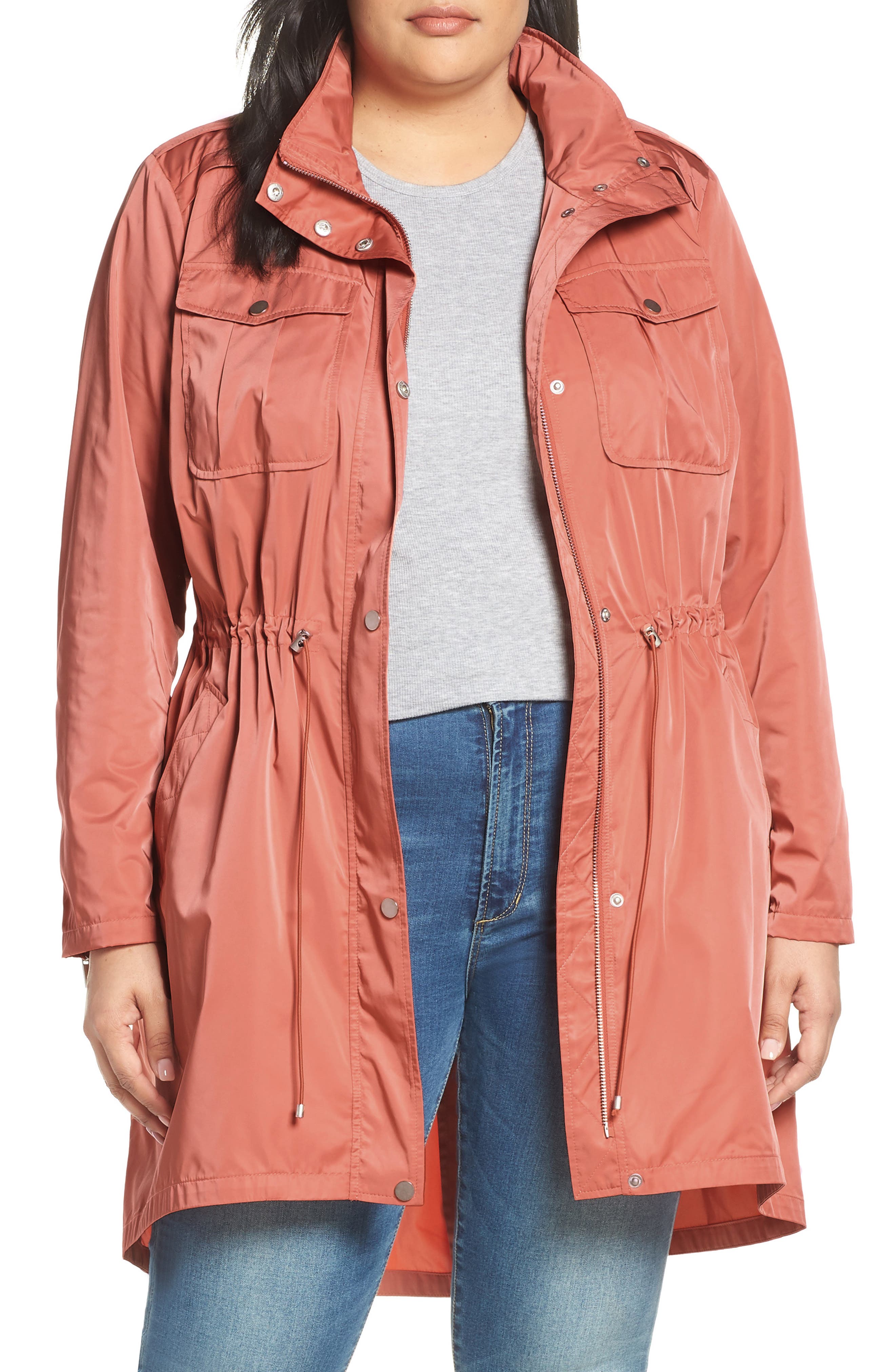 Plus Size Badgley Mischka Dakota Raincoat, Pink