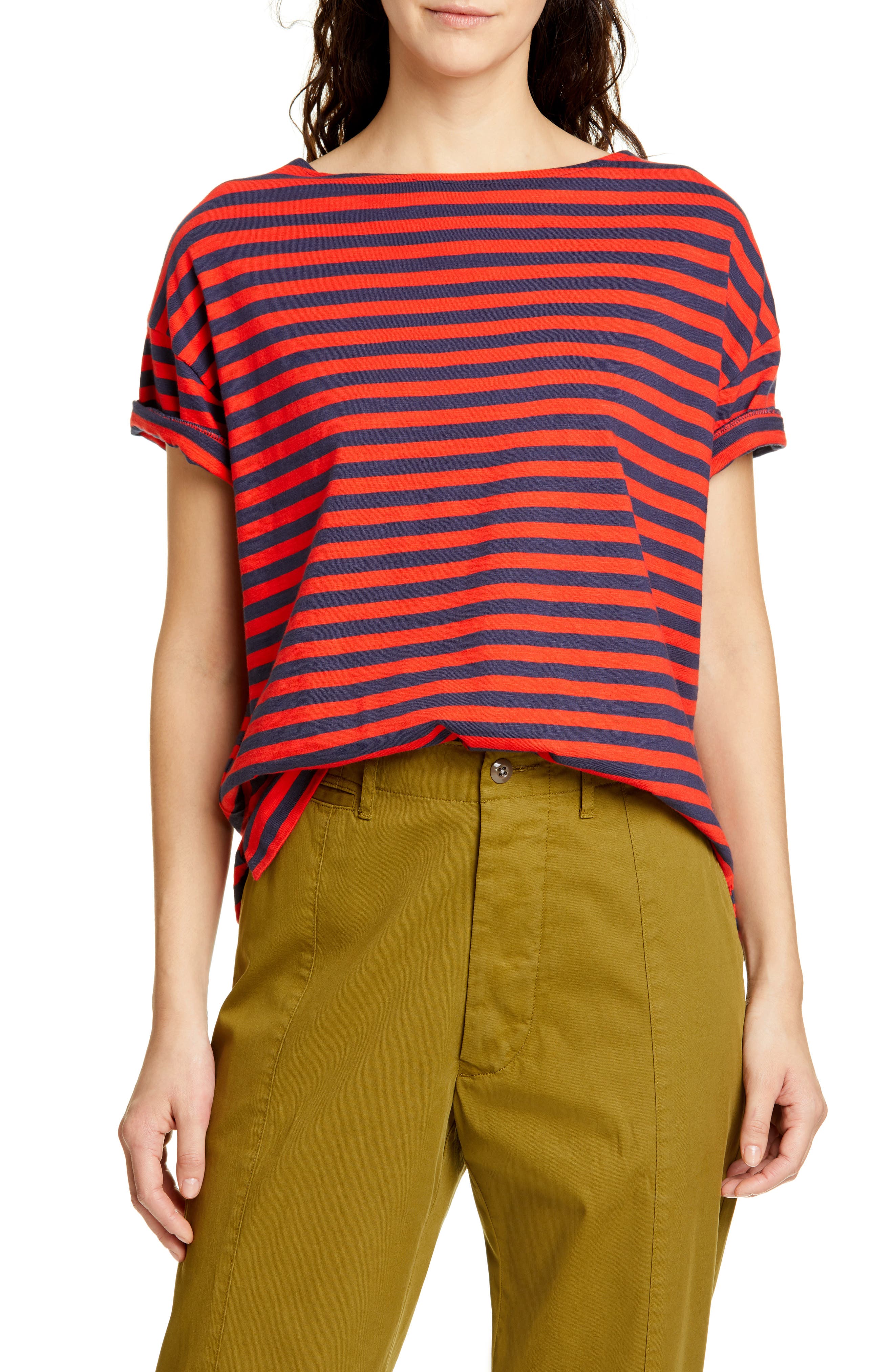 Alex Mill Stripe Slub Boxy Tee, Blue