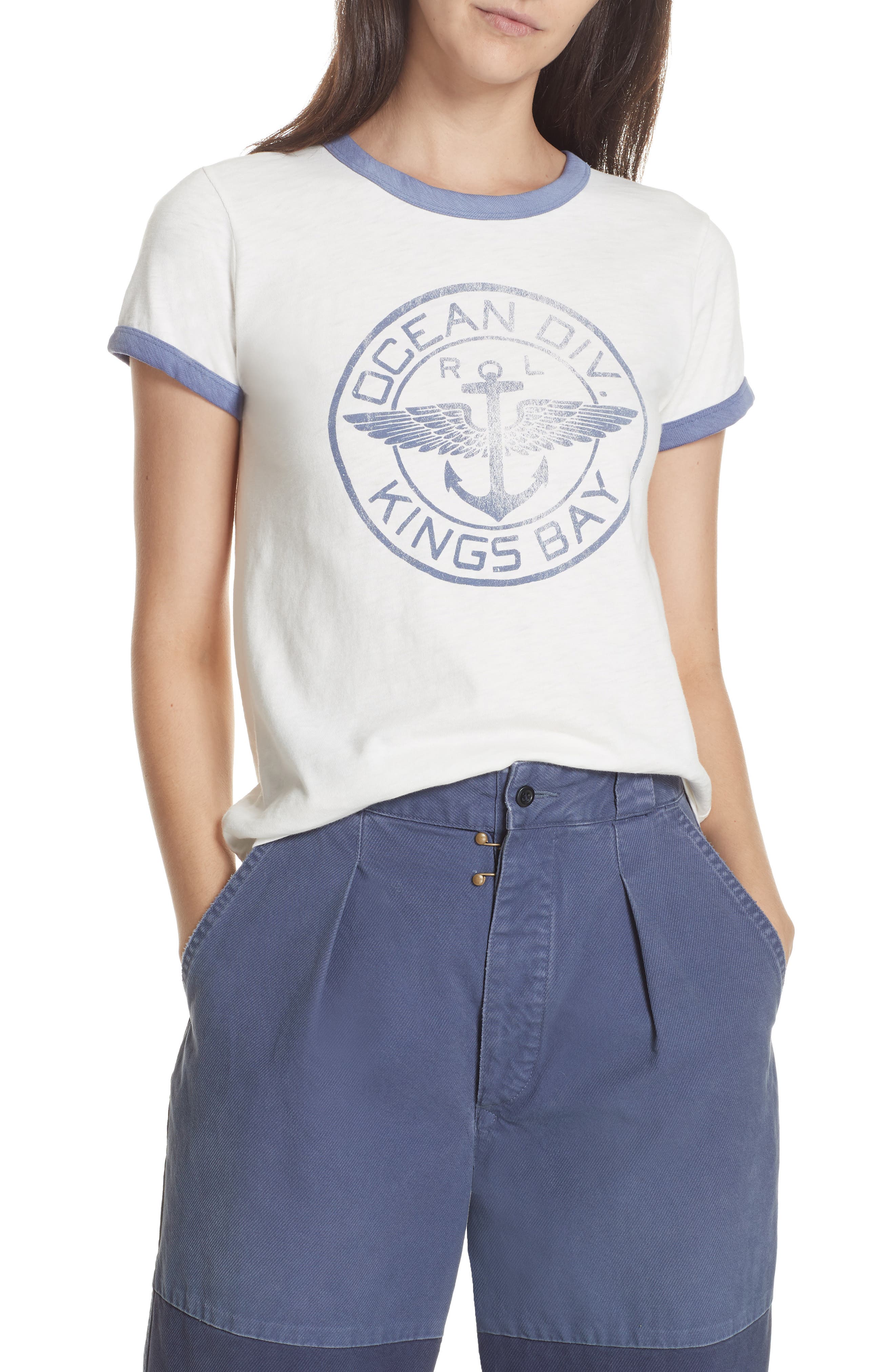 Polo Ralph Lauren Naval Ringer Tee, White