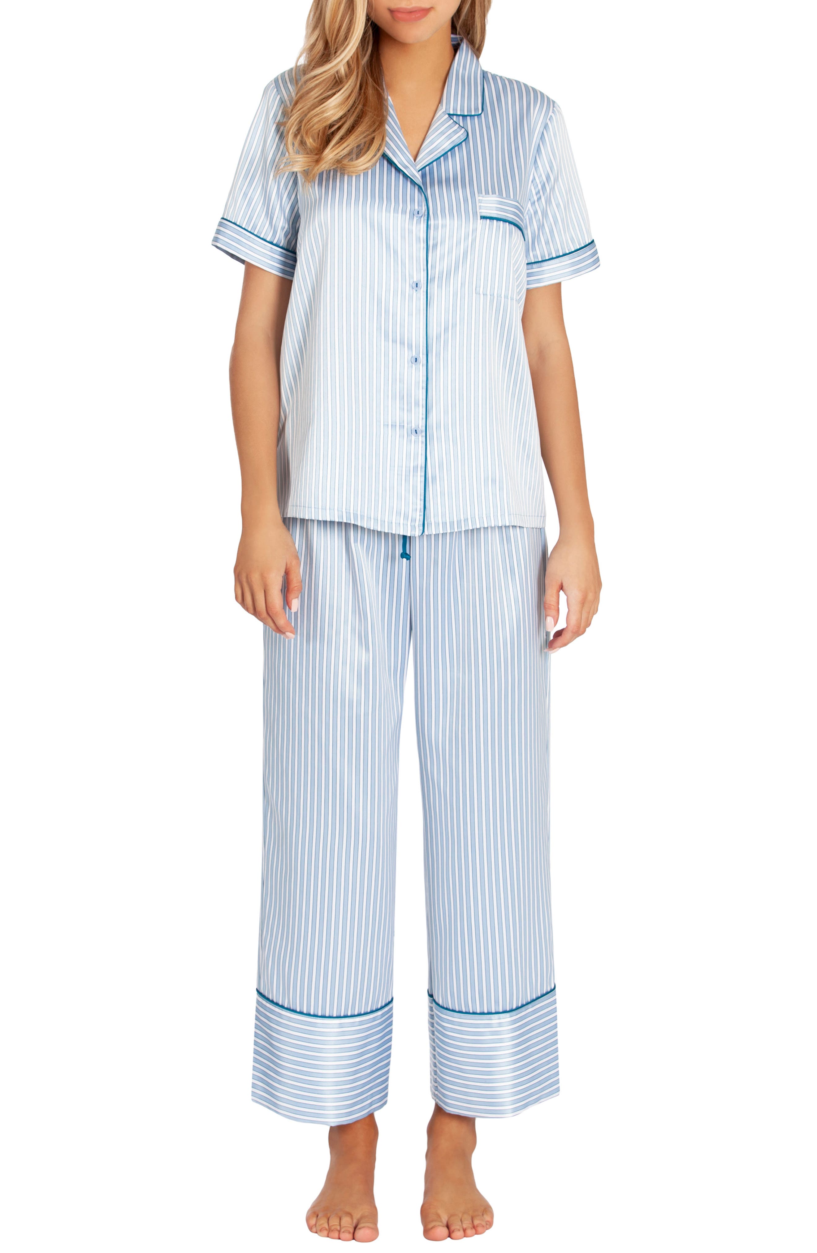In Bloom By Jonquil Satin Crop Pajamas, Blue