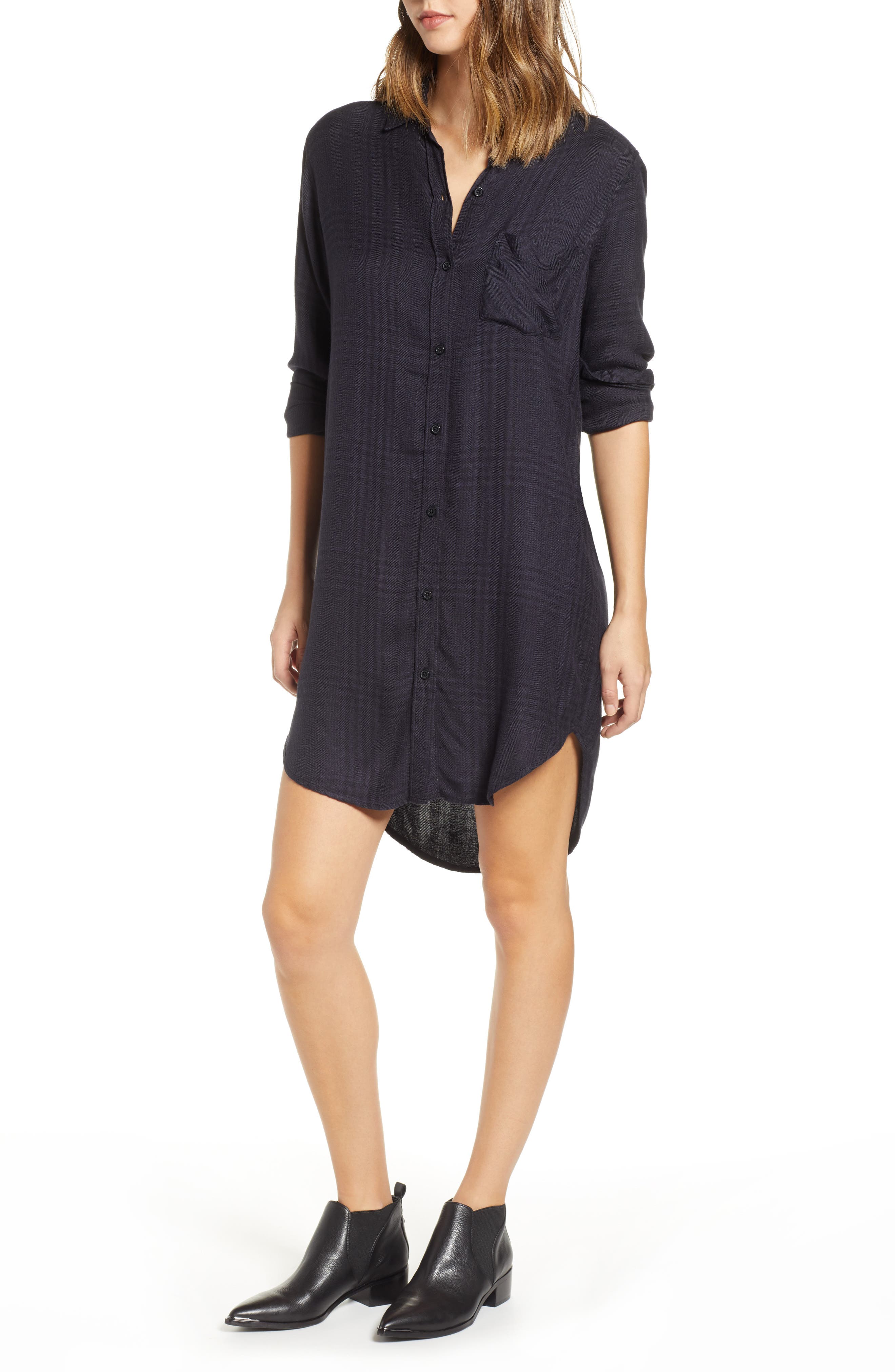 Rails Bianca Flannel Shirtdress, Black
