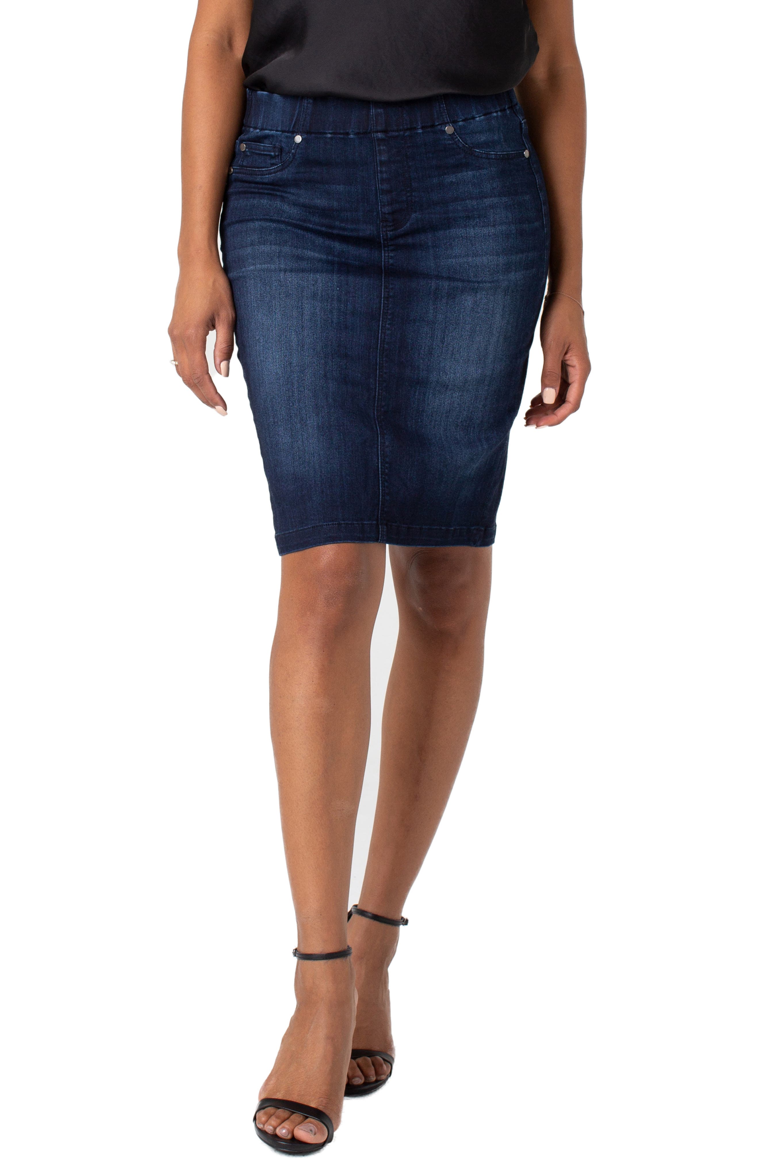 Liverpool Chloe Denim Pencil Skirt, Blue