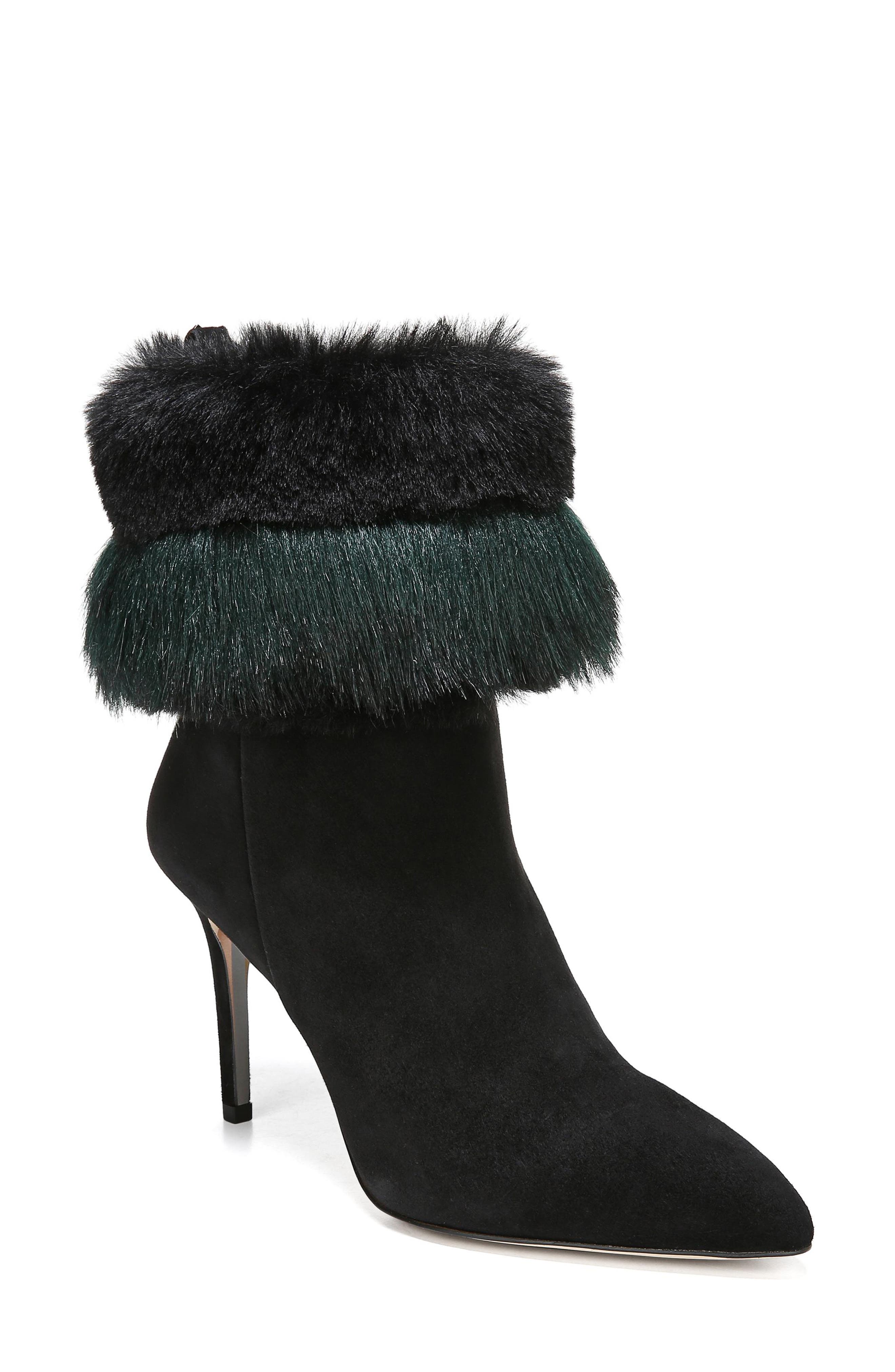 Sam Edelman Oleana Faux Fur Trim Bootie- Black