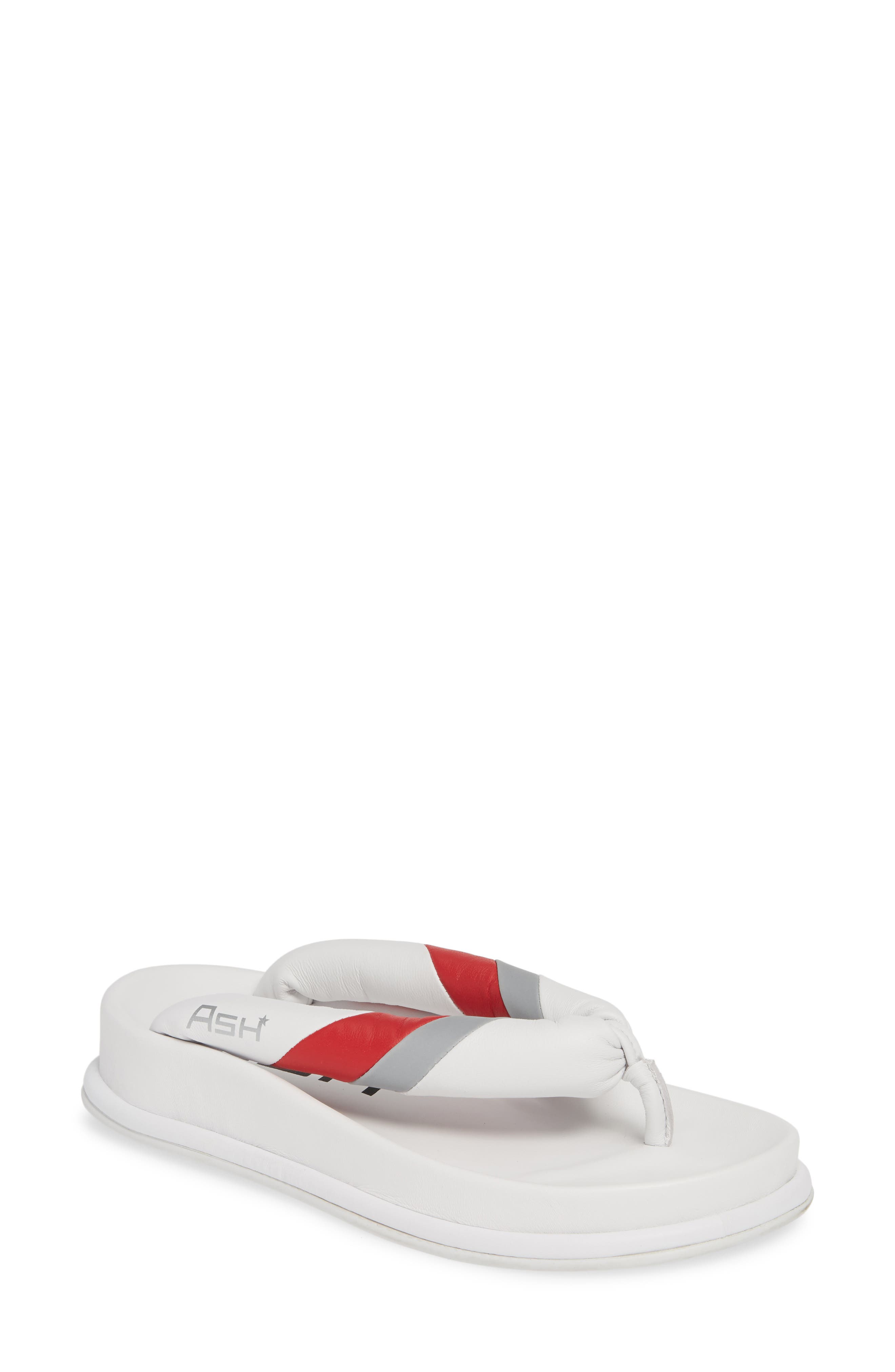 Ash Tonic Stripe Logo Flip Flop, White