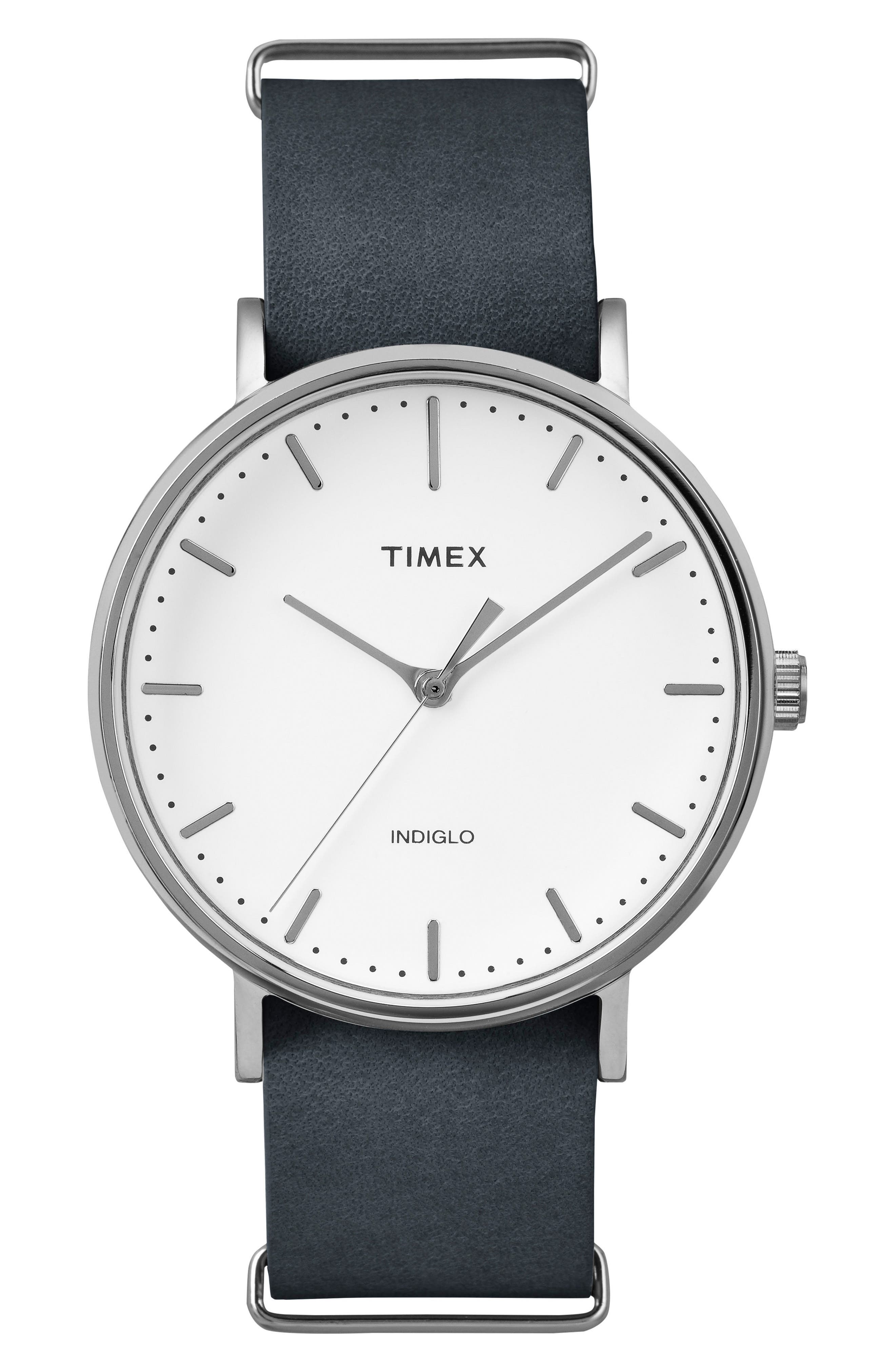 Timex Fairfield Leather Strap Watch, 41Mm