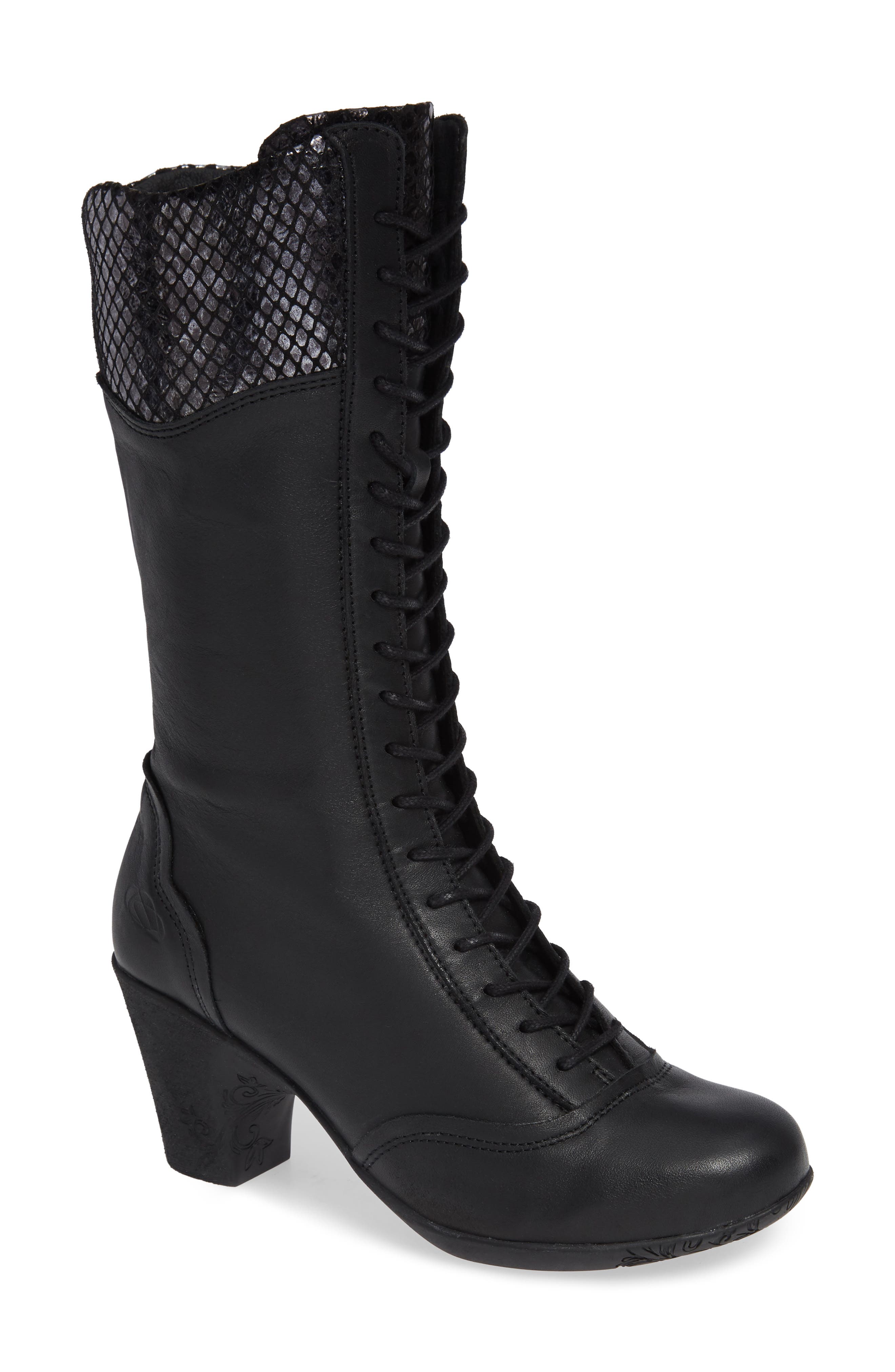 Cloud Janna Tall Snake Textured Bootie - Black