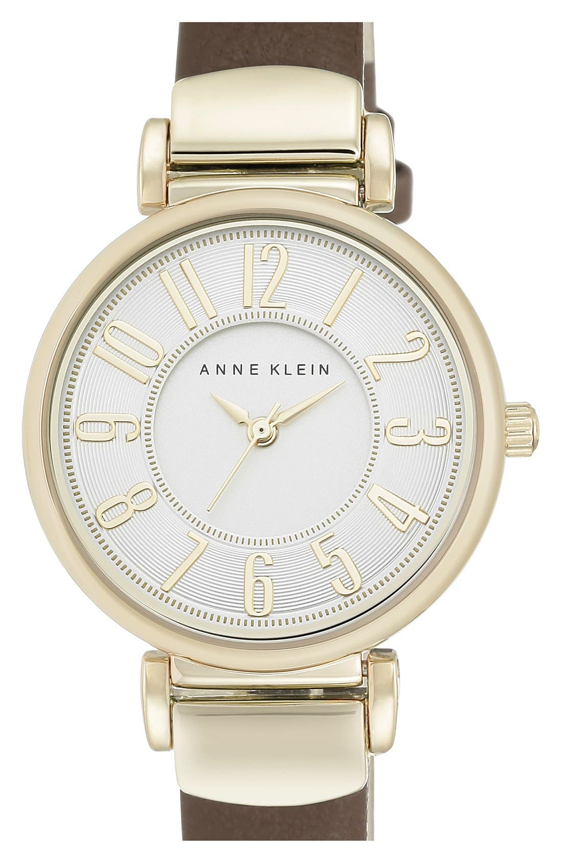 UPC 086702566655 product image for Women's Anne Klein Leather Strap Watch, 30mm - Brown/ Gold | upcitemdb.com