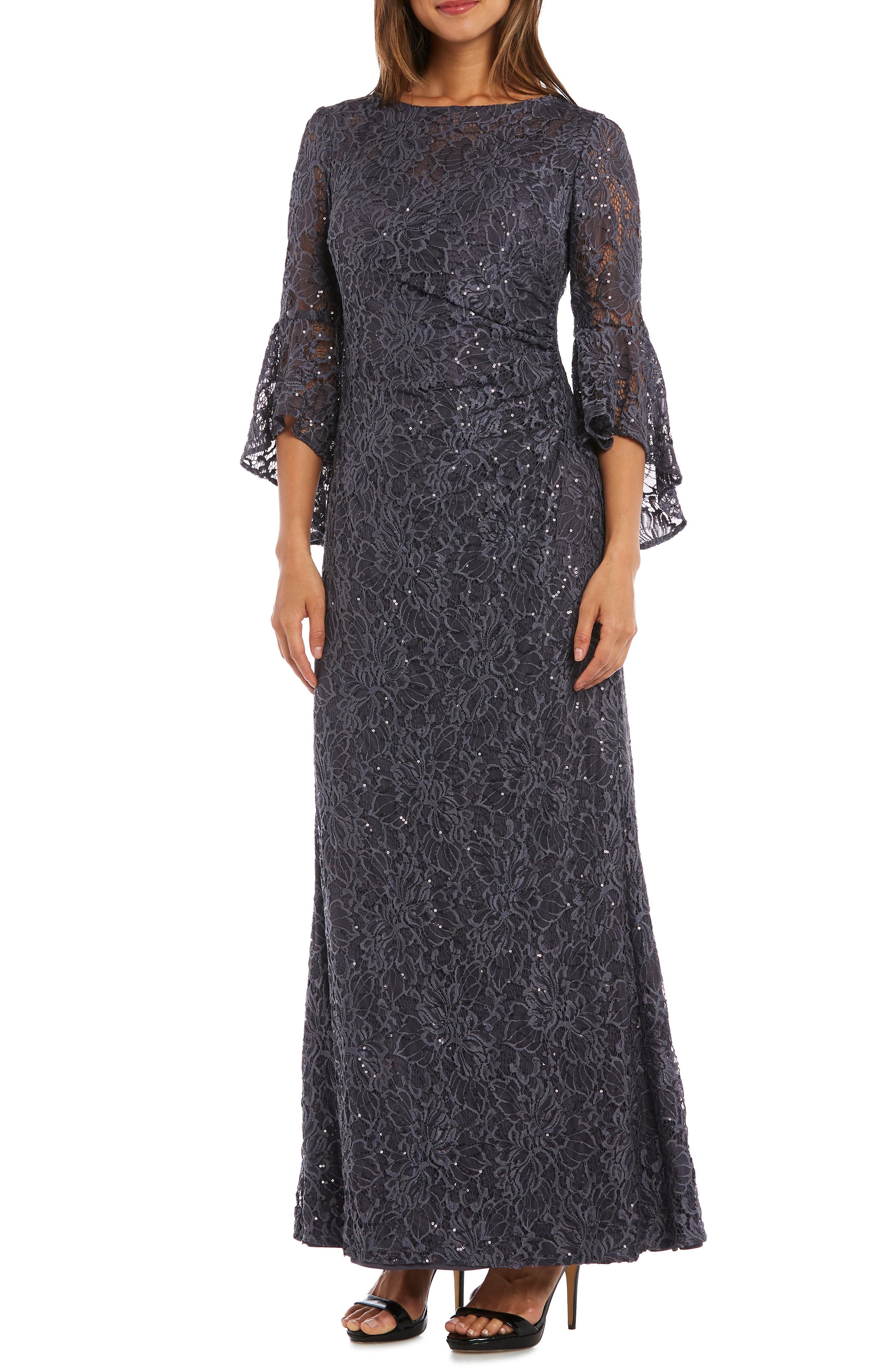 Morgan & Co. Sequin Embellished Gown, Grey